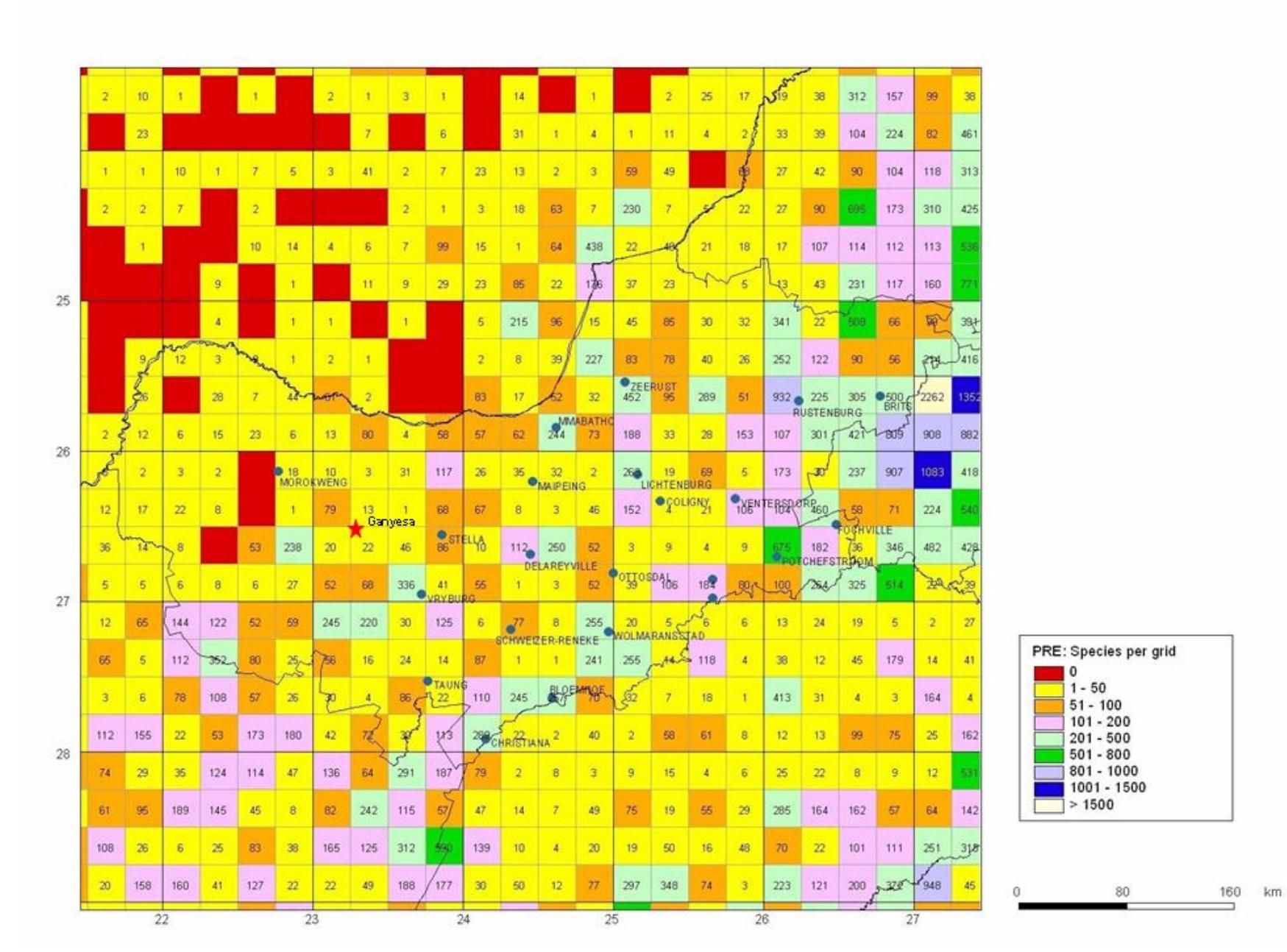 Precis map of herbarium specimen collections for the