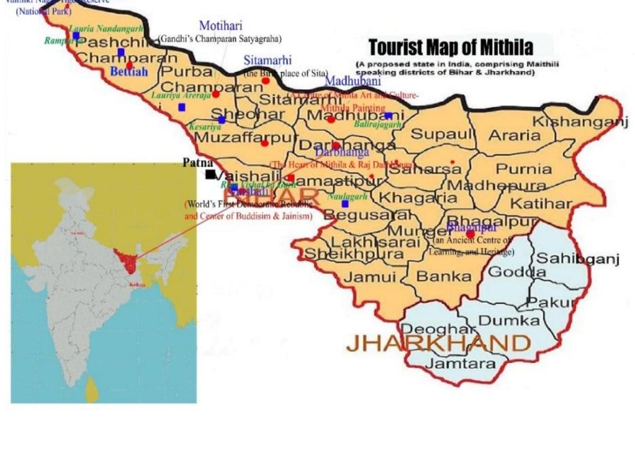 Map 2 Tourist Map Of Select Districts Of Mithila Figure 002 