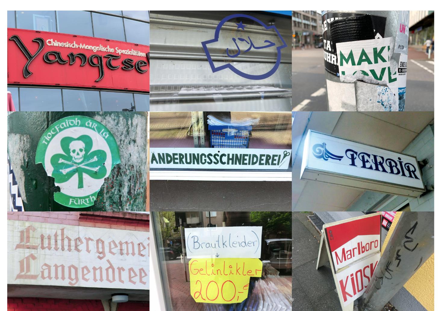Typographetics of Urban Spaces  FIGURE 1. Photographs of a variety of signs in public space in the Ruhr Metrop- olis in Germany. All images in this paper are from the Ruhr Metropolis survey areas. Almost all of them derive from the Signs of the Metropolis data base (image collection 2013/14) unless indicated otherwise. 