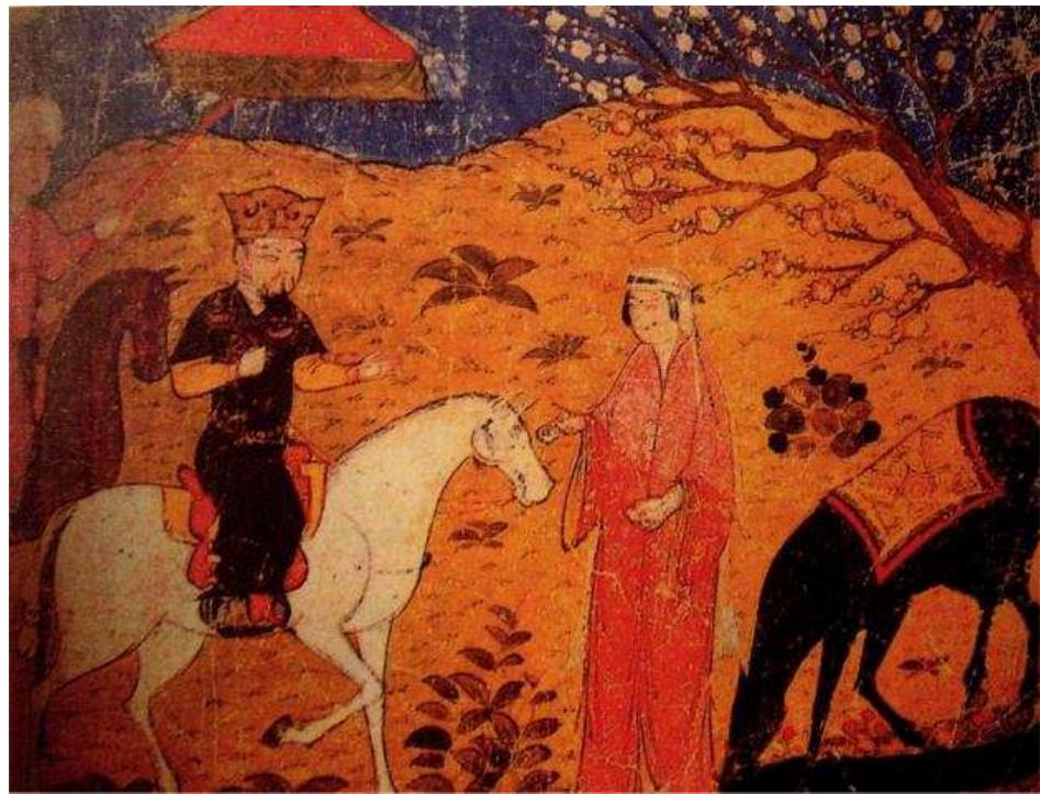 Figure 8 | I|khan Mahmud Ghazan (on horseback), higher ruler of Anatolia during the early years of Osman's reign. All Turk- oman Beys or Emirs were subordinate to him despite the in- herent hostility between Turks and Mongols. Rashid al-Din al- Hamadani/PD-Art (PD-old-100) 