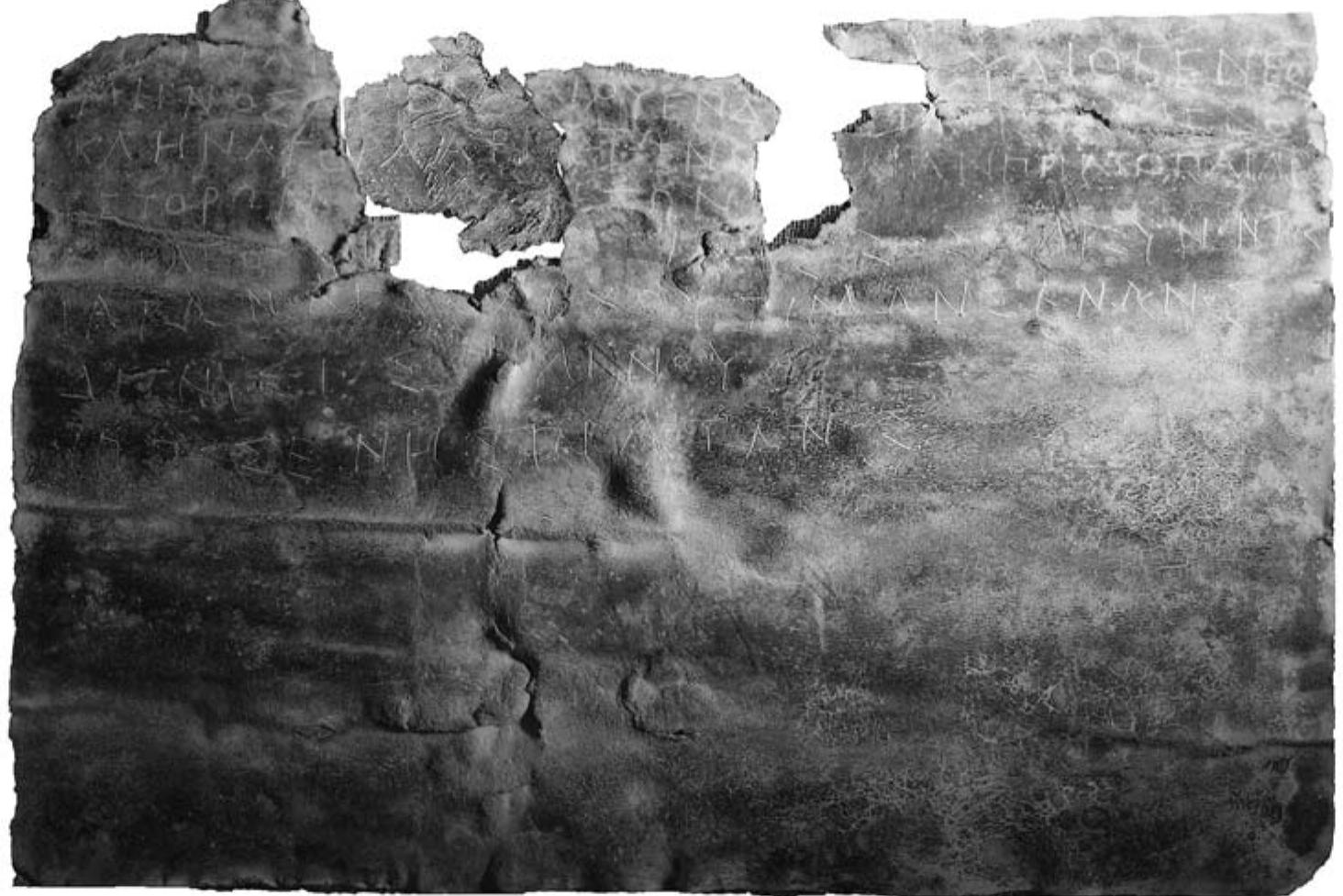 Fig. 2. Morgantina III + Cordano ineditum 20  Hellenistic Sicilian Real Estate Contracts Inscribed on Lead Tablets  Complete on top, left, right, and bottom. Partial horizontal folds. 