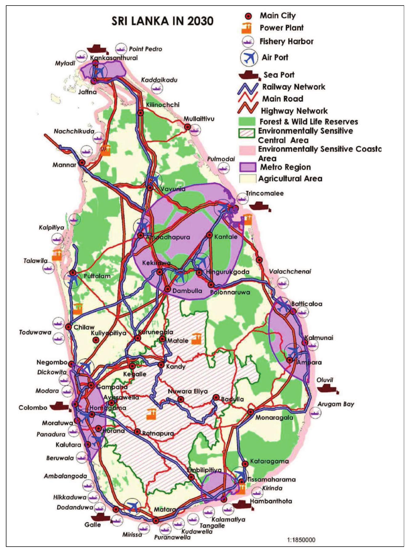 Nppd Map National physical structure plan for sri lanka (nppd, 2010)