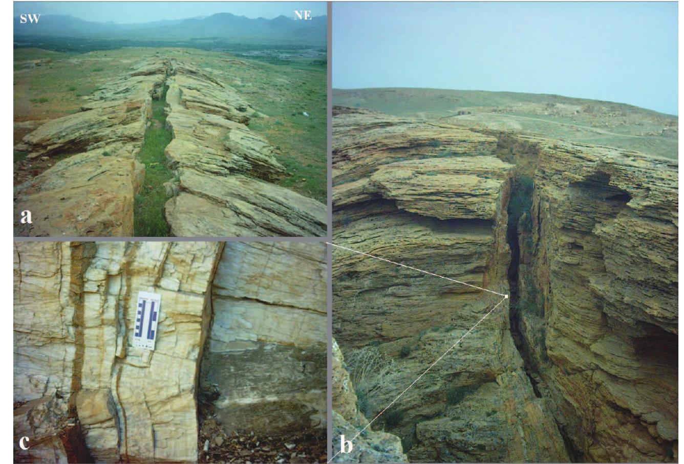 Santral Ridge Different parts of a fissure-ridge type travertine in the