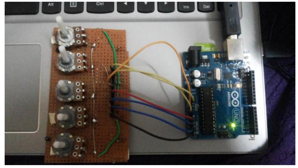 Circuit used to control cad models. here arduino is