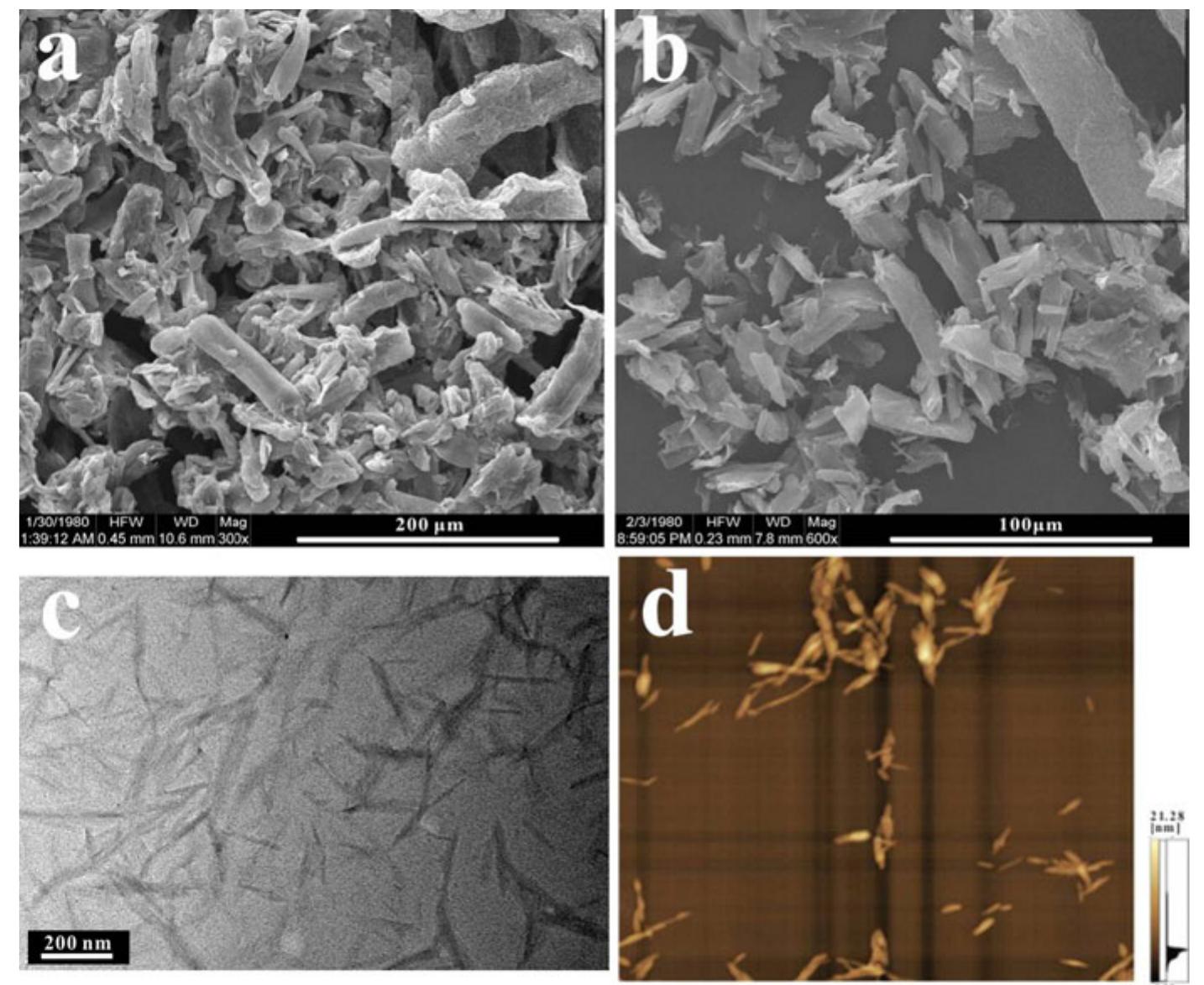 Sem images of a ph-101 and b mcc after acid degradation, e