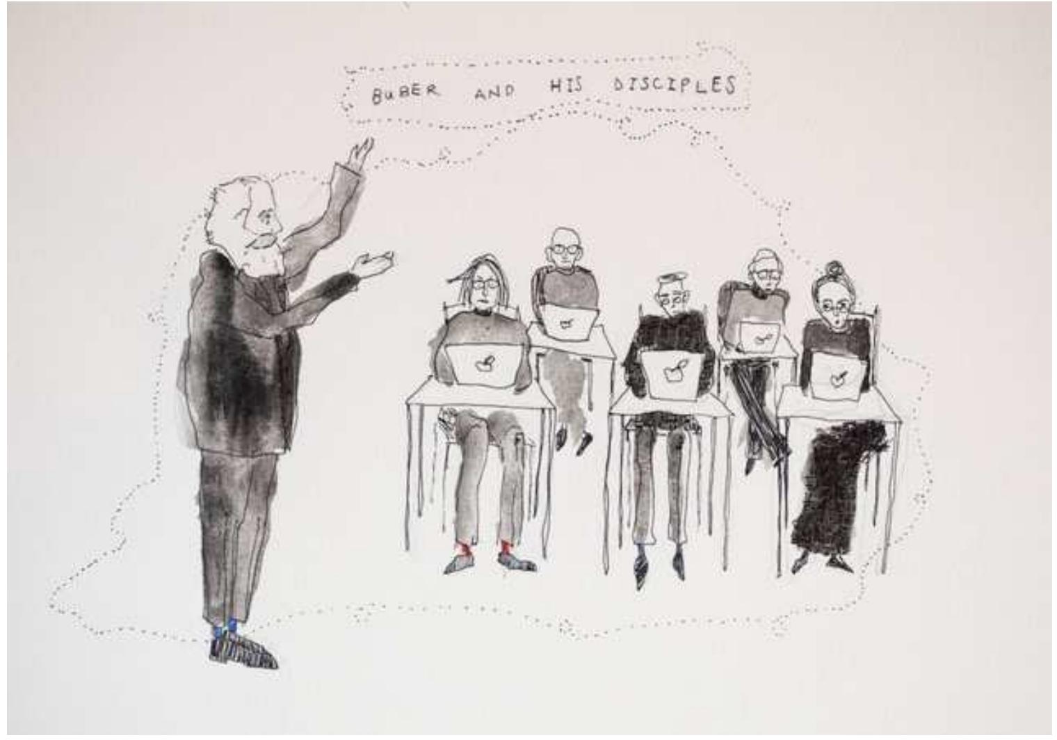 Buber and his Disciples, drawing by Frances Tanzer 