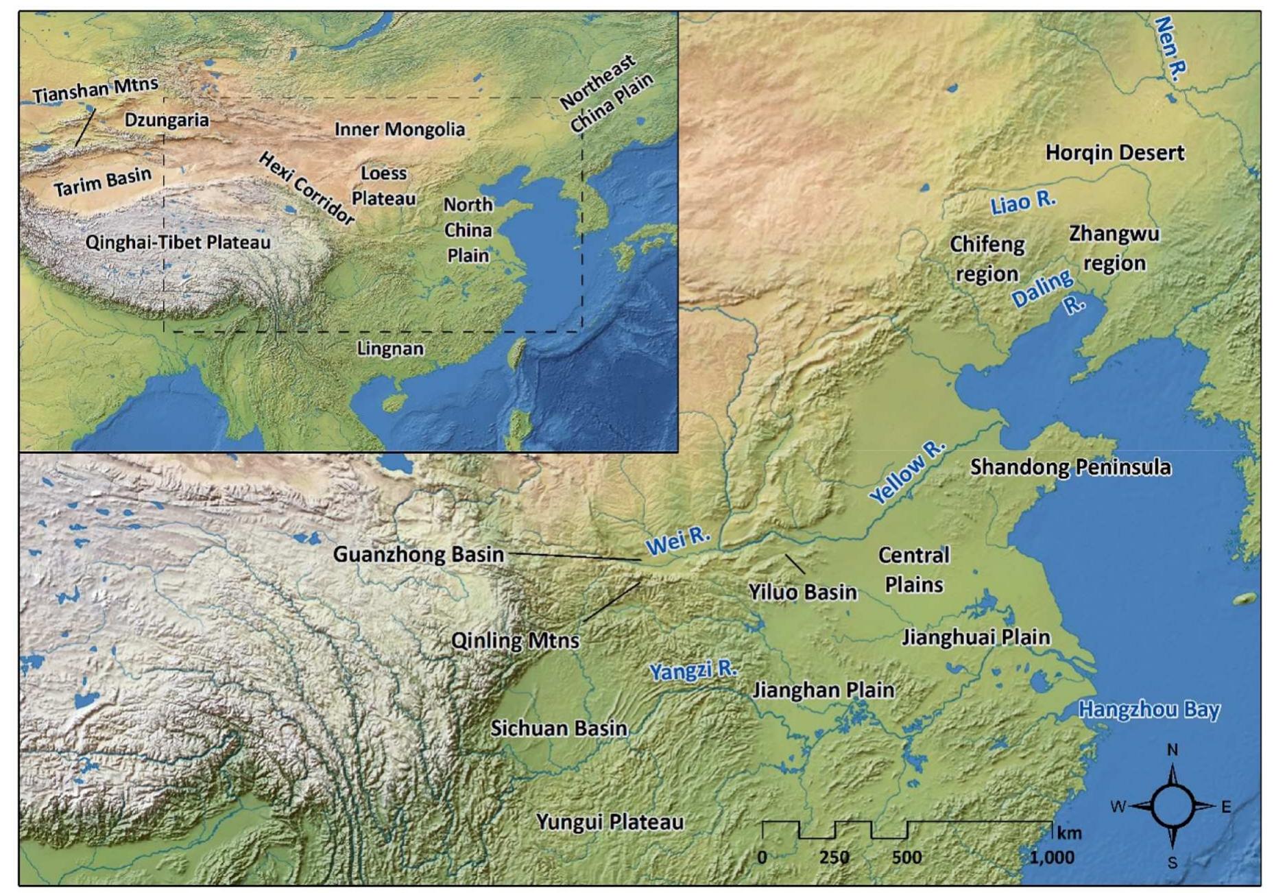 Major geographic regions and features of continental china,