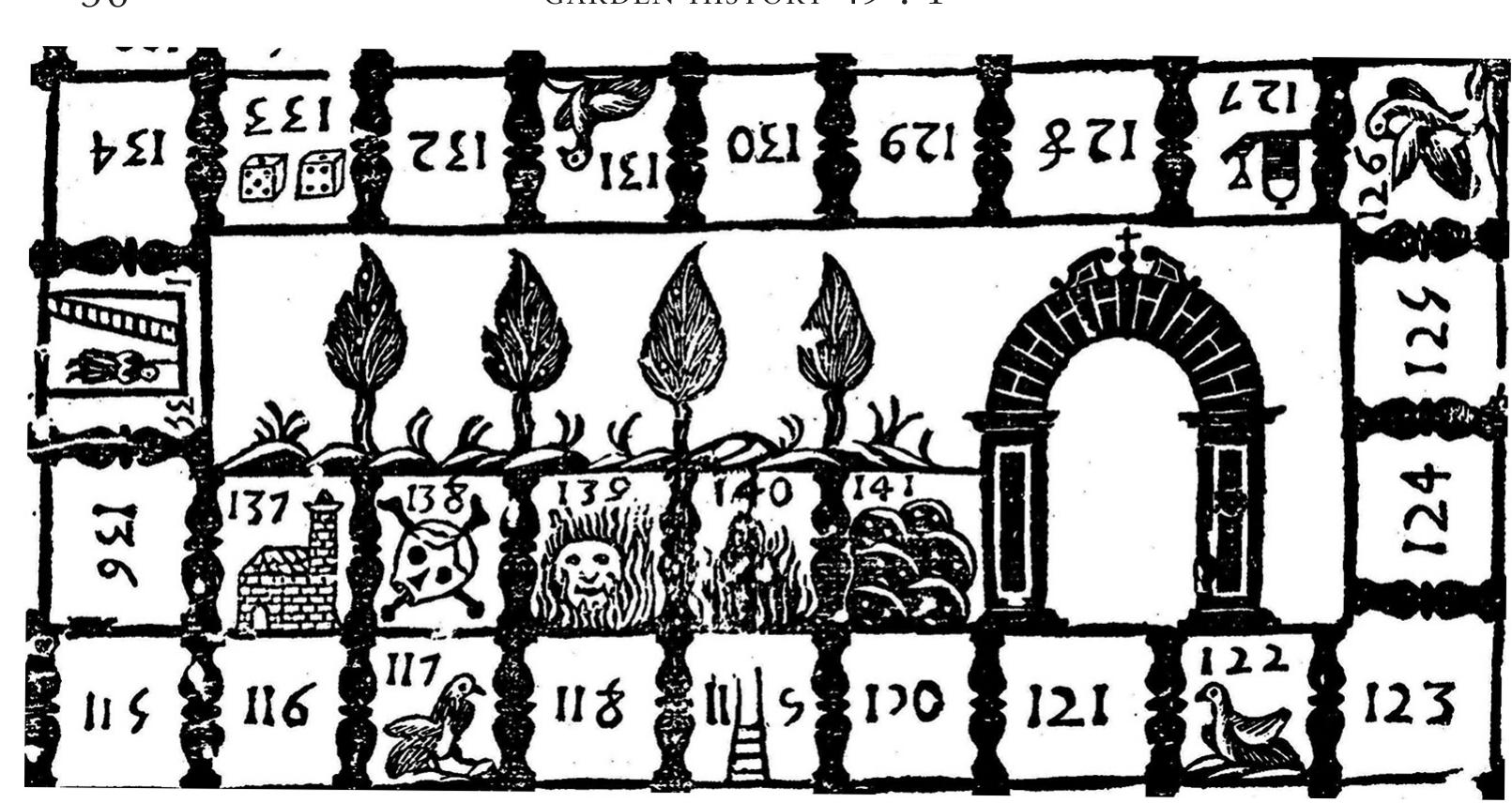 Figure 3. The earliest known Spanish Game of the Goose: detail of the centre Courtesy: Arxiu Historic de la Ciutat de Barcelona, op. 339 70868 1052056 