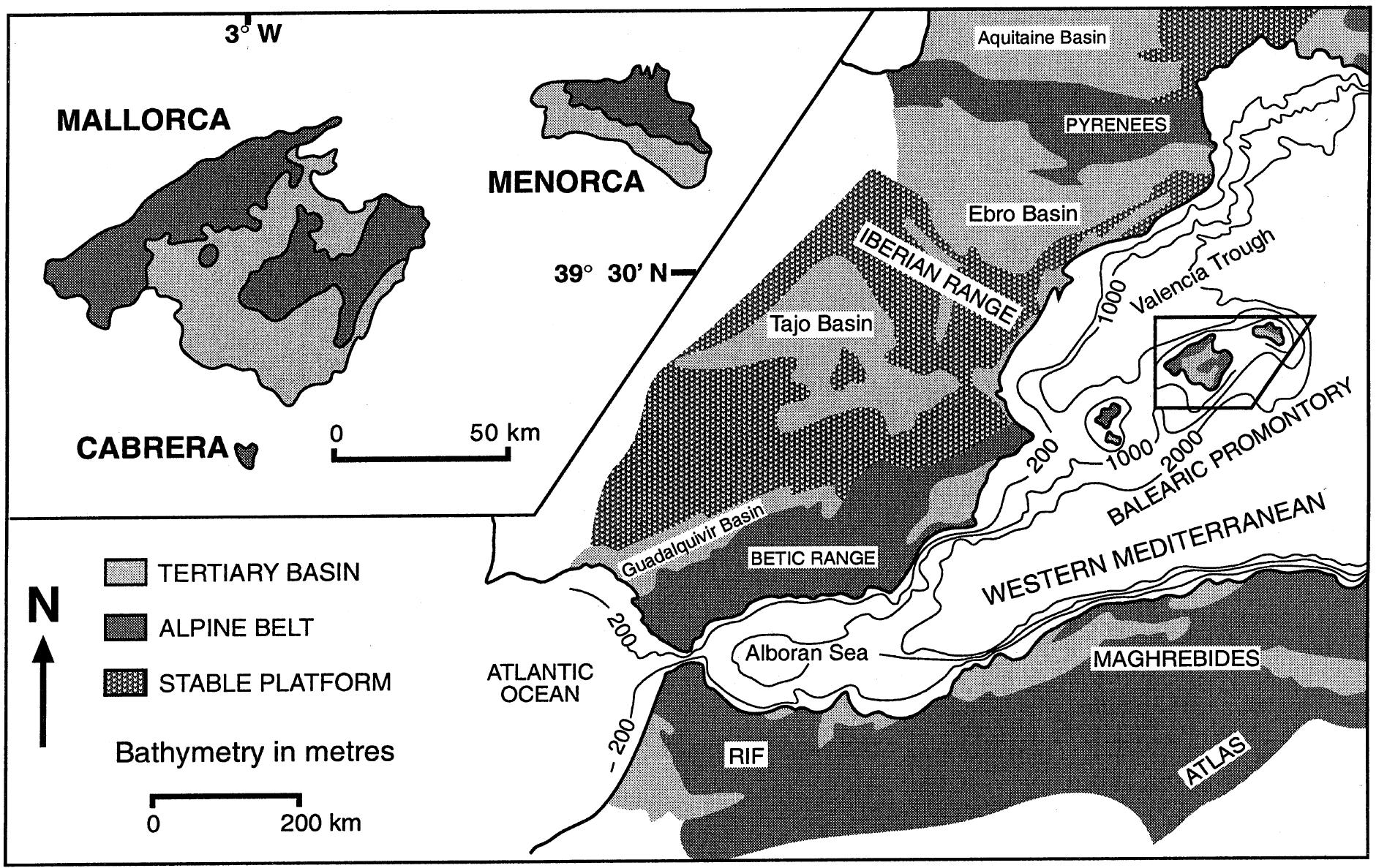 Schematic tectonic map of the western mediterranean with