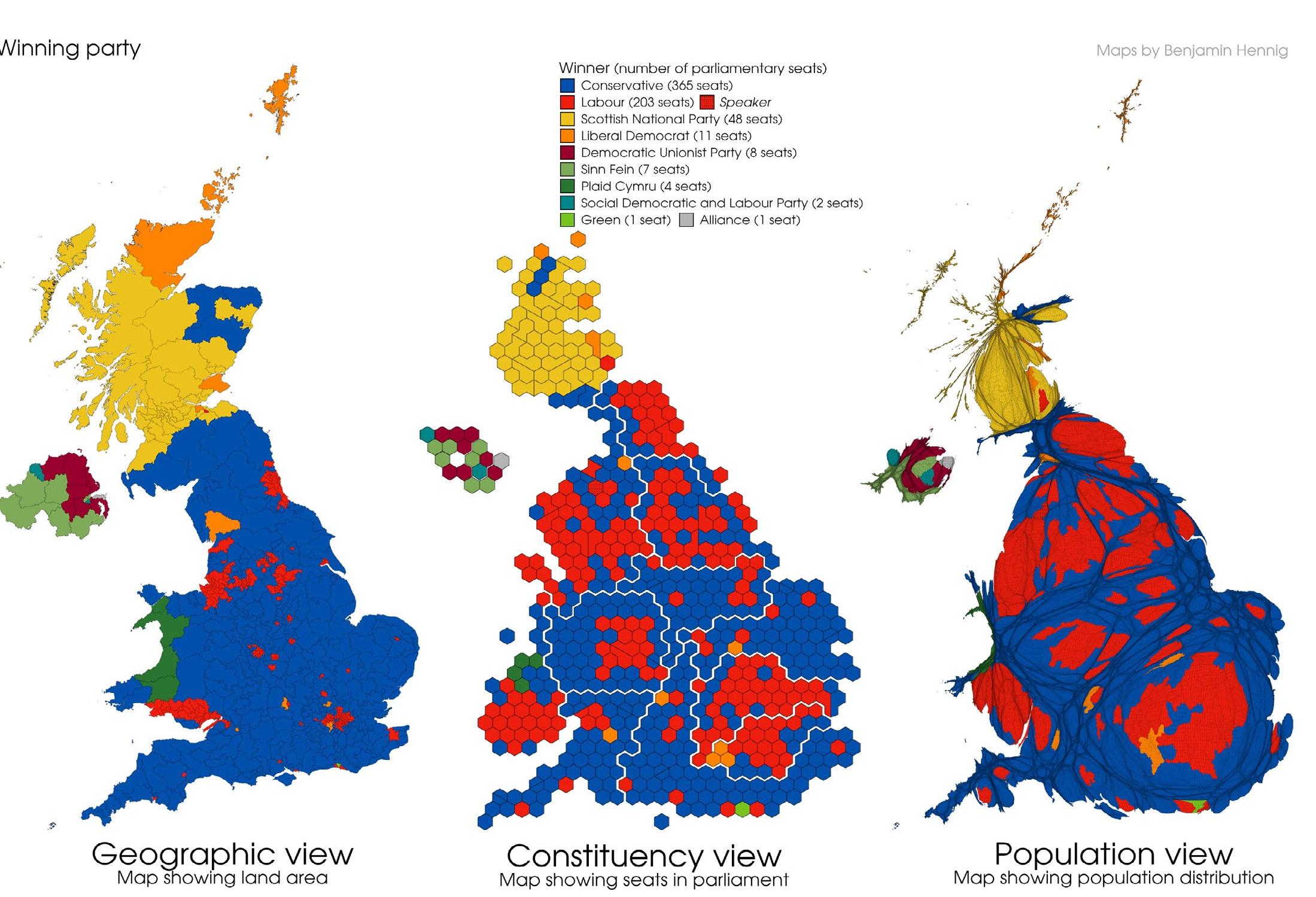 Result maps courtesy of Ben Hennig, see his Chapter 18 for a discussion of different projections. 