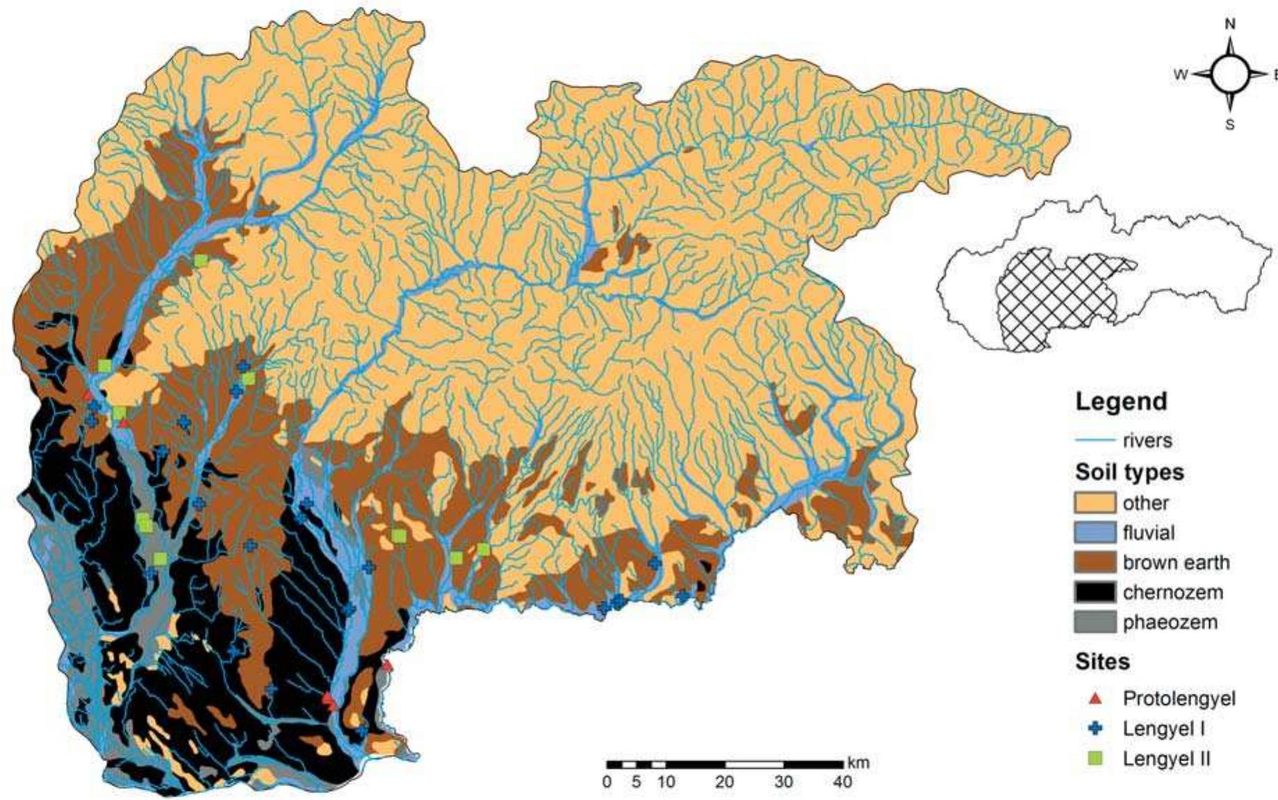 Adaptation of settlement strategies to environmental conditions in southern Slovakia in the Neolithic and Eneolithic   (Fig. 1.c). This coincides with a higher ratio of phaeo- zem soils in the site catchments (Fig. 2.b). The Leng- yel I sites were situated at regular distances from each other, forming a fairly regular network. A cer- tain concentration of sites can be observed on the middle reaches of the Ipel’. The Lengyel II stage saw a further reduction in the number of settlements. Sites from this stage can be found only on the lower reaches of the Ipel’ and the middle reach of the Ni- tra (Fig. 4). It seems that a continuing dry period prevailed in Slovakia at this time.   on natural resources (wood, game animals), which could lead to the gradual devastation of the surroun- ding natural environment. Deforestation and a re- duction in the number of game animals could have ed to the abandonment of large settlements at rela- ively regular intervals, coinciding with the chrono- ogical stages determined by ceramic material and possibly related to a worsening of climatic conditions Pavuk 1986.220). The regular abandonment of sites and founding of new, larger ones could also have been connected with a spiritual aspect, reflected in he building of rondels with a calendric function, providing the inhabitants with a relatively precise means of temporal orientation for the whole year Karlovsky, Pavuk 2002. 124). The building of these structures could also be understood as a response to he need to predict regular flooding, observe weather cycles and estimate the correct time for sowing ce- reals - all abilities necessary to maintain subsistence from agriculture in adverse climatic conditions (Kar- lovsky, Pavuk 2002.120; Pavuk, Karlovsky 2004. 265-266; 2008.497).  