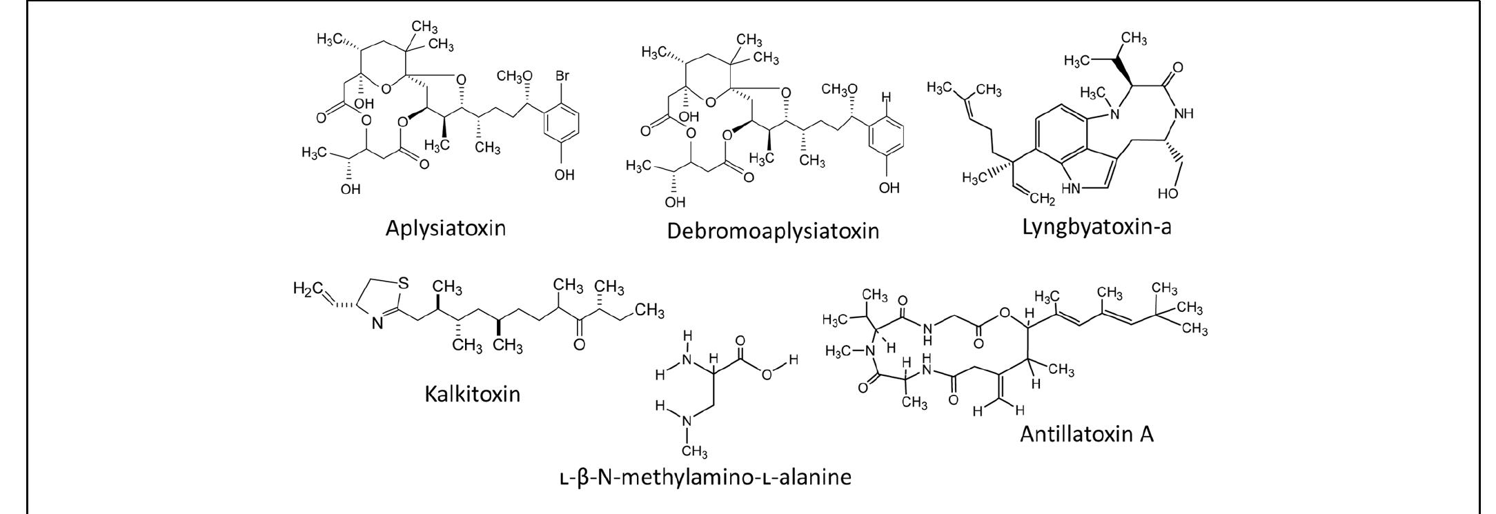 | the chemical structure of some common cyanotoxins reported