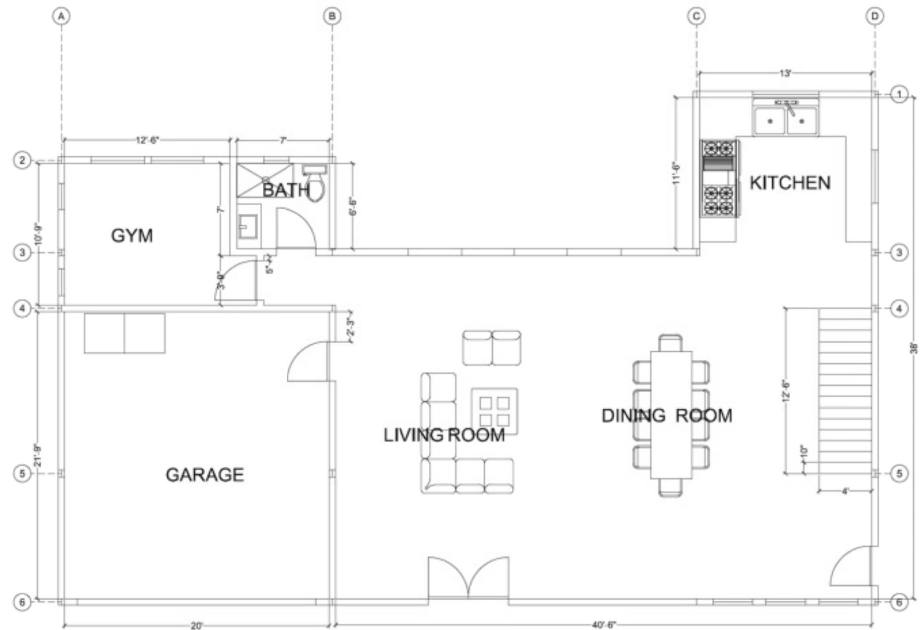 First floor plan. calculating the largest loads combination