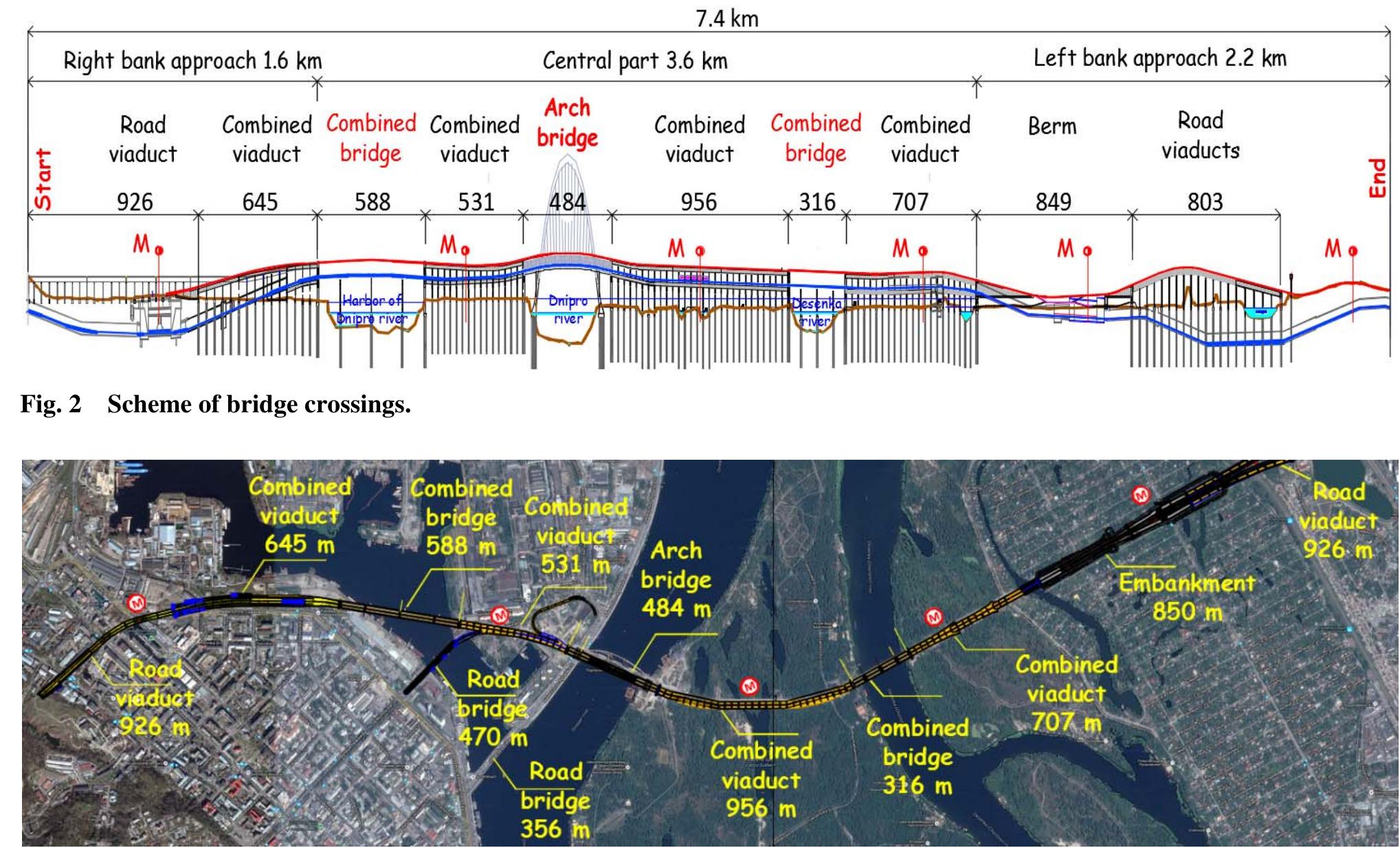 Location of bridge structures in the plan.