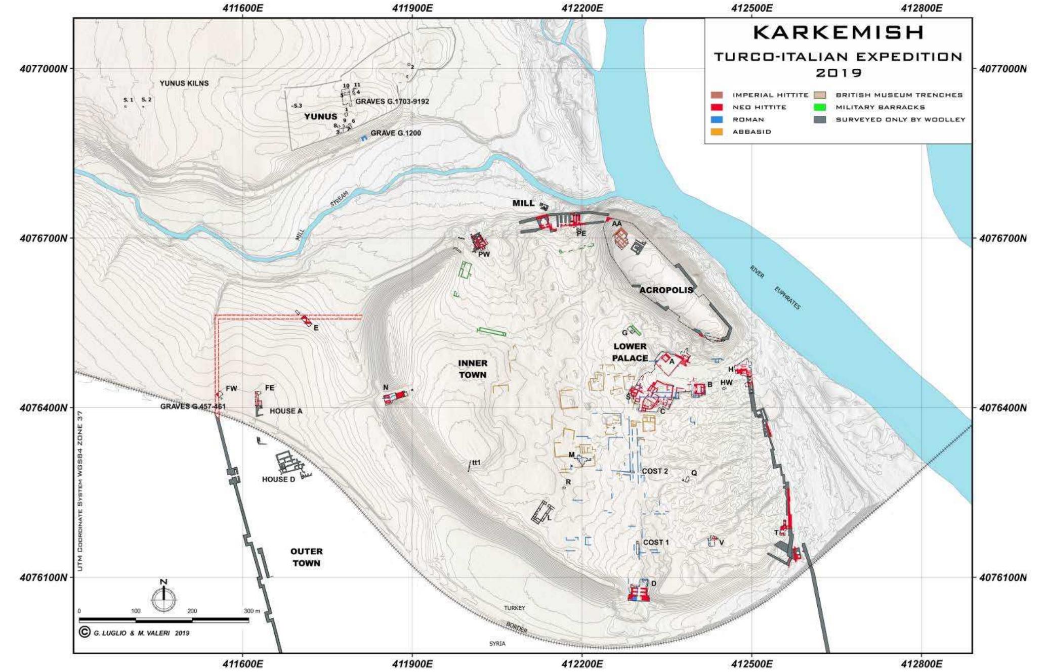 Fig. 1.3. Topographic map of Karkemish and Yunus. 