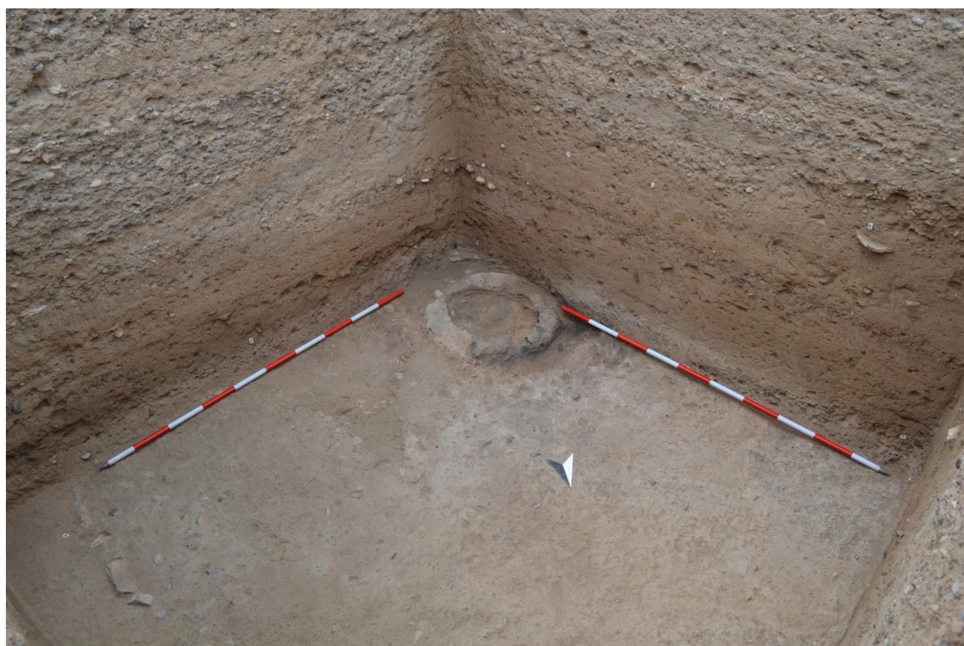 Fig. 5.5. Earthen floor and oven dating to the LB I in area G (Phase 15). 