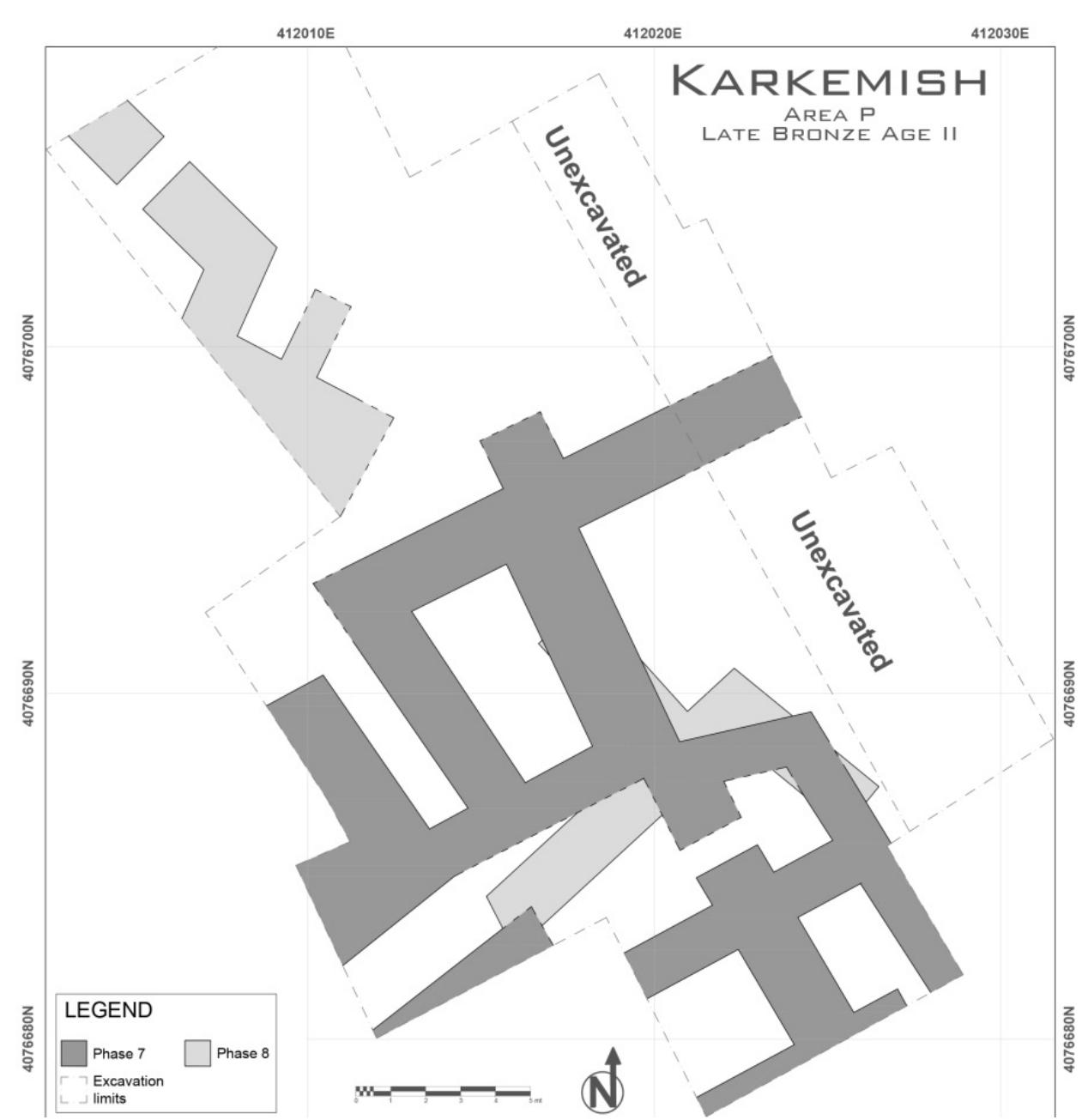 Fig. 6.2. Schematic composite plan of the LB I] phases of the fortress in area P. 