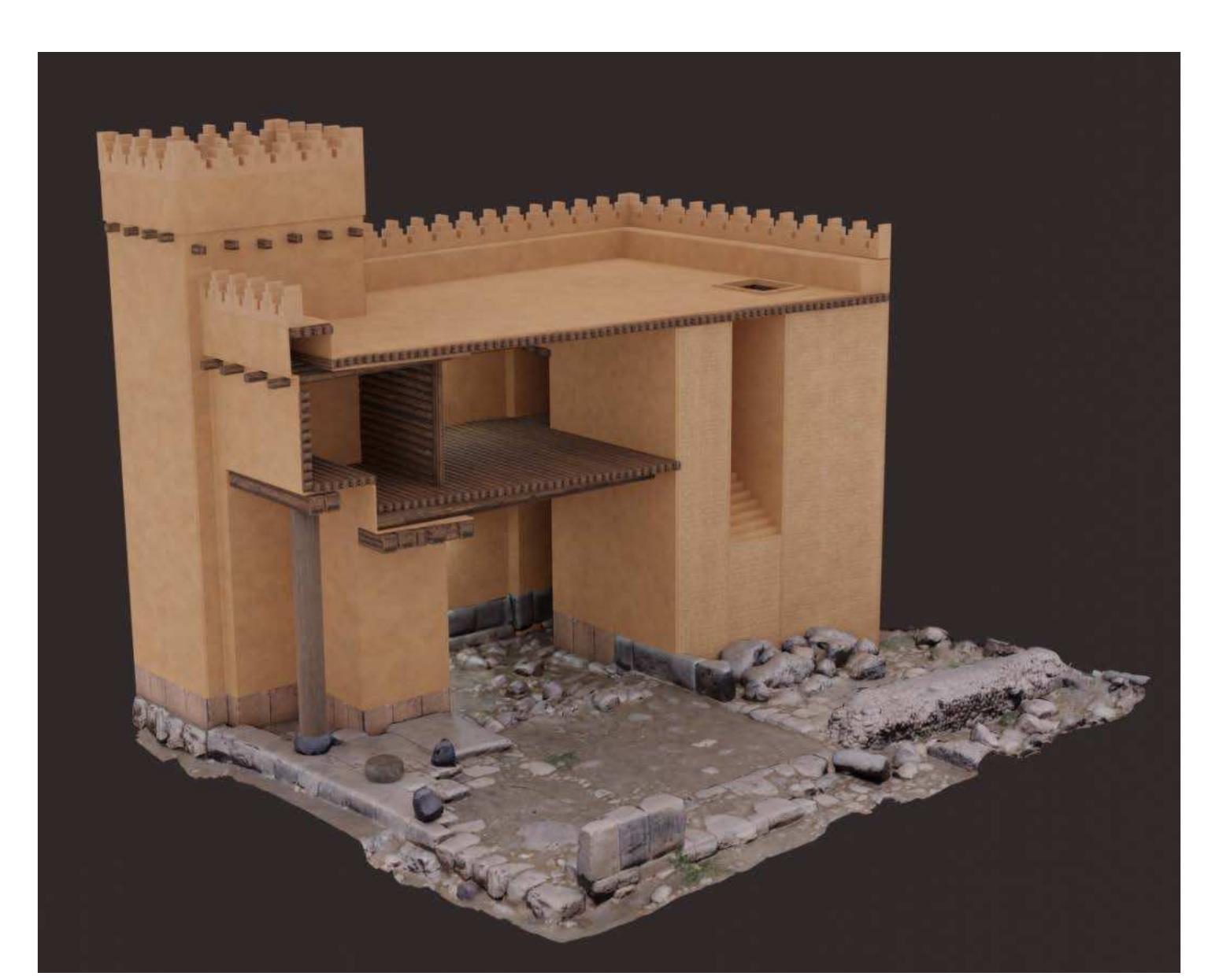 Fig. 8.6. 3D reconstruction of the “Hilani” complex during the IA II (elaboration by J. Monastero).  Fig. 8.6. 3D reconstruction of the “Hilani” complex 