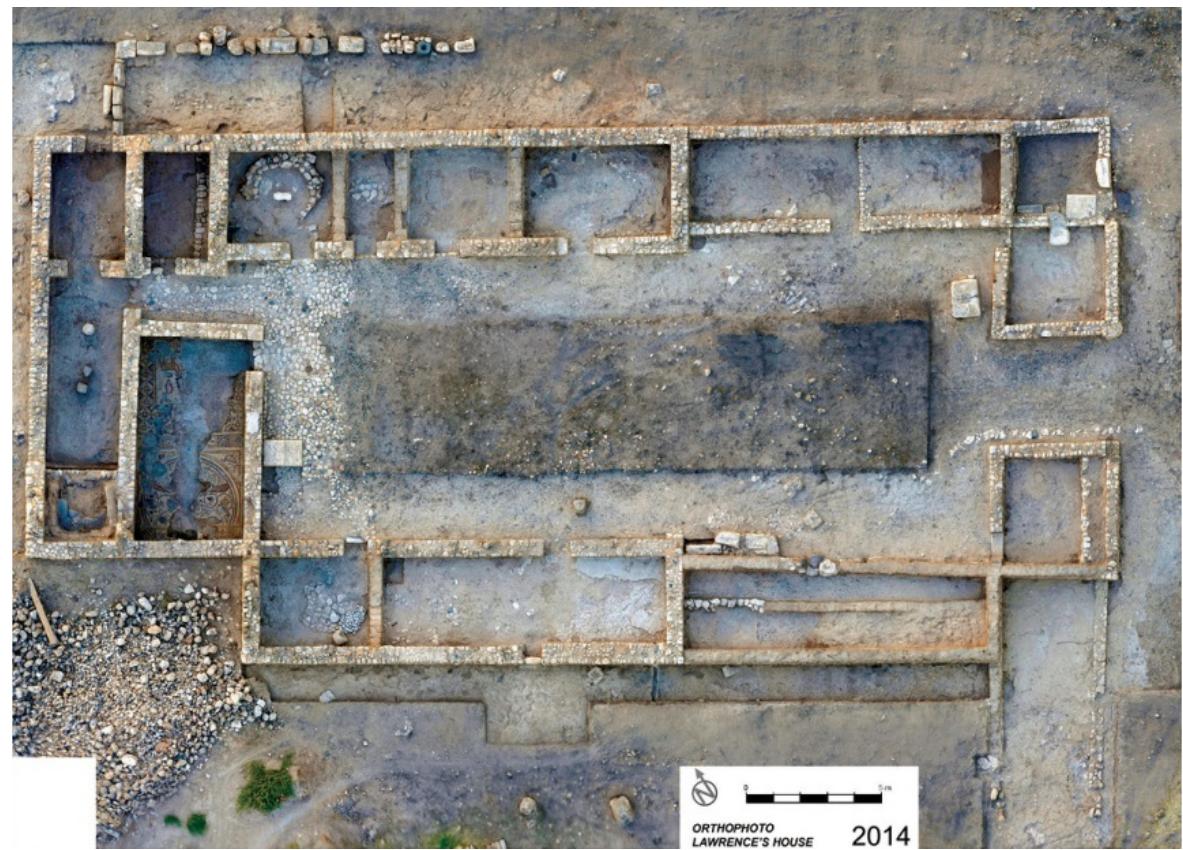 after our excavations, in background the acropolis.  Fig. 13.3. Orthophoto (2014) of the British Museum dig house. 