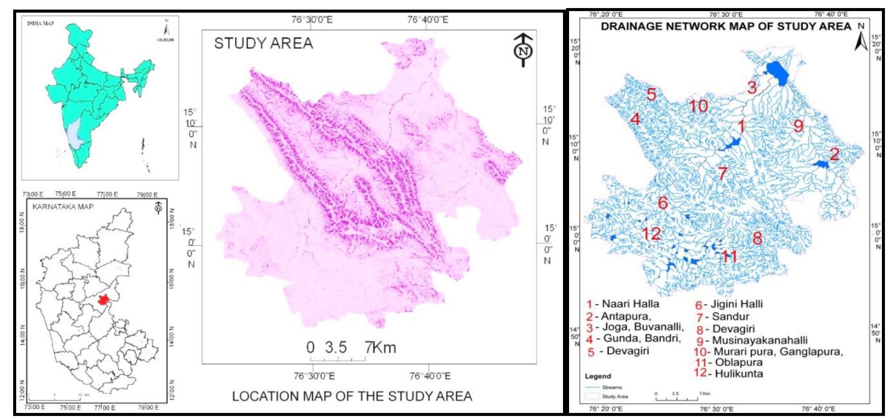 The study area of sandur taluk as shown in the figure 1(a,