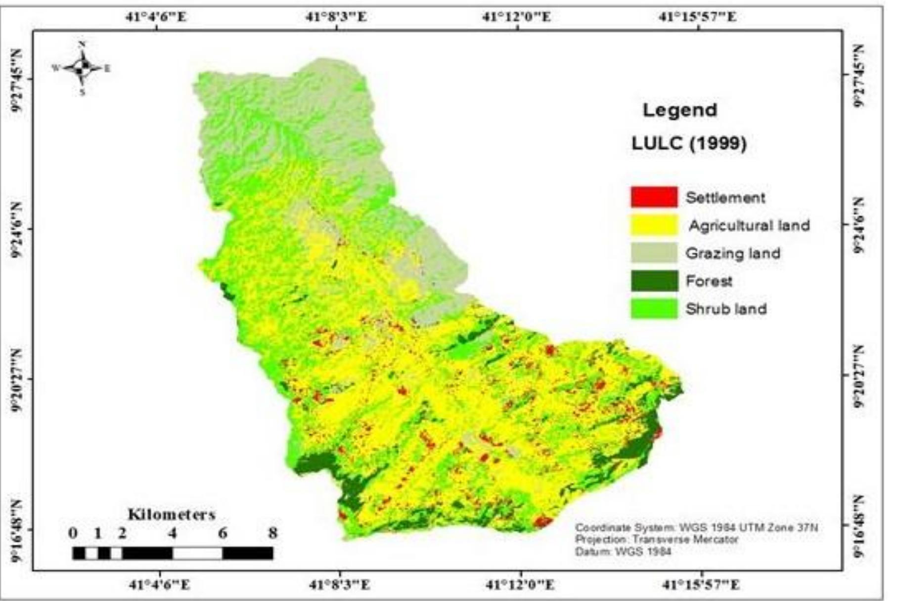 Lu/lc map of kereba sub-catchment in 1999
