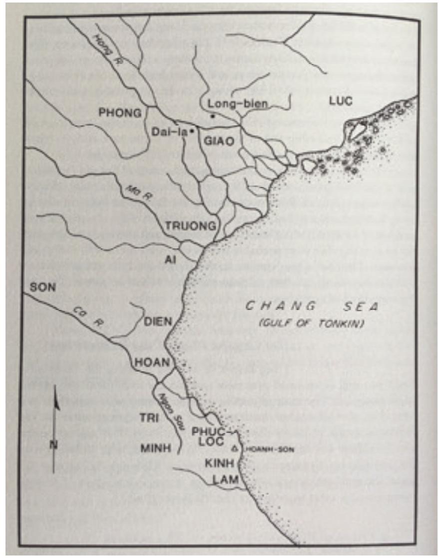 It seems clear that /phoon/ and its variants, such as /puon/ and /pun/ are names that have been used by local Tai to refer to several groups of closely related Austroasiatic people. However, the current use of the /phoon/ term has a broader origin within the social structures of multiethnic Houaphan, upon which the political systems of the Tai Dam and Tai Daeng are overlaid. Taylor’s map (1983) of the protectorate of An Nam has Phong located upstream of  the Giao, in the area between the Red and Black Rivers, probably extending to the Ma River as well (Figure 2).  This corresponds to the area of the Sip Song Chu Tai and the cultural mosaics it framed. How did a broad geopolitical reference turn into an ethnonym? Chamberlain (1991) discusses the rendering of Tai terms “bdng” and “b6n” in Chinese characters in an inscription, located in Nghe An province of Vietnam, in his analysis of the linguistic ethnohistory of the Tai and  surrounding people of the area. He suggests that these correspond to Phong and Phuan, the 