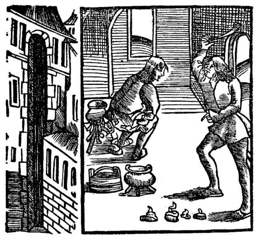 Fig. 12 — Woodcut reproduced from the original edition Ein kurtzweilig Lesen von Dy Vienspiegel. Strasburg: Johannes Gruininger, 1515. 