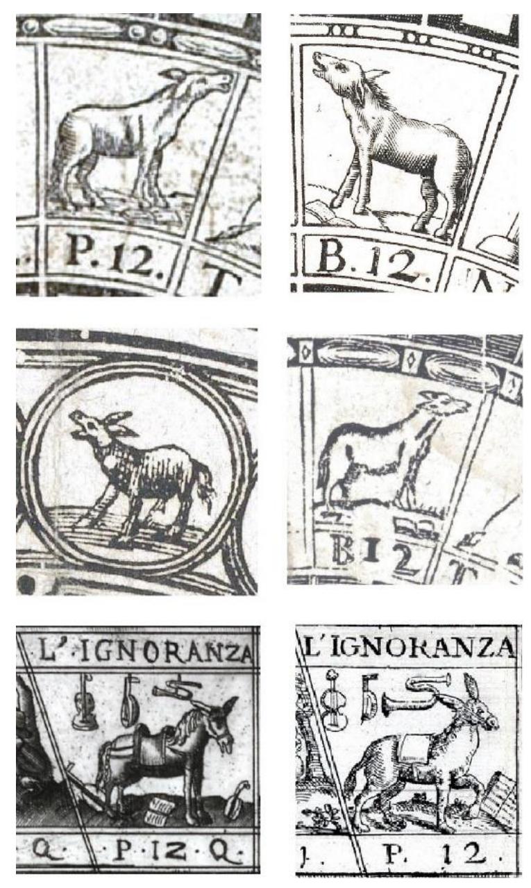 Fig. 14 — Different versions of the Ass space: from left to right and top to bottom: Veuve Petit, Furst, Jegher, Mindermann, Brambilla, Bravin. 