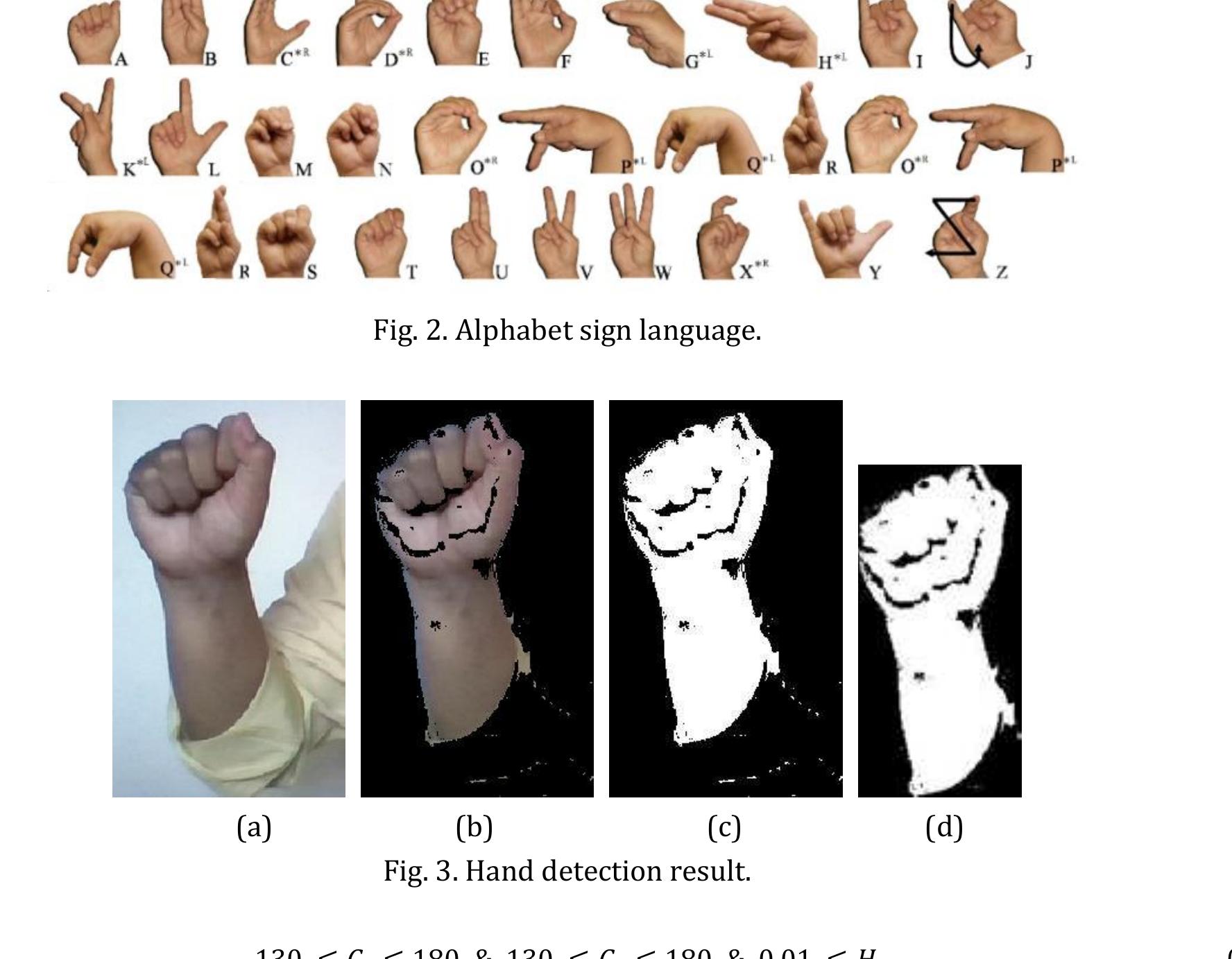 Alphabet sign detection and center point detection.