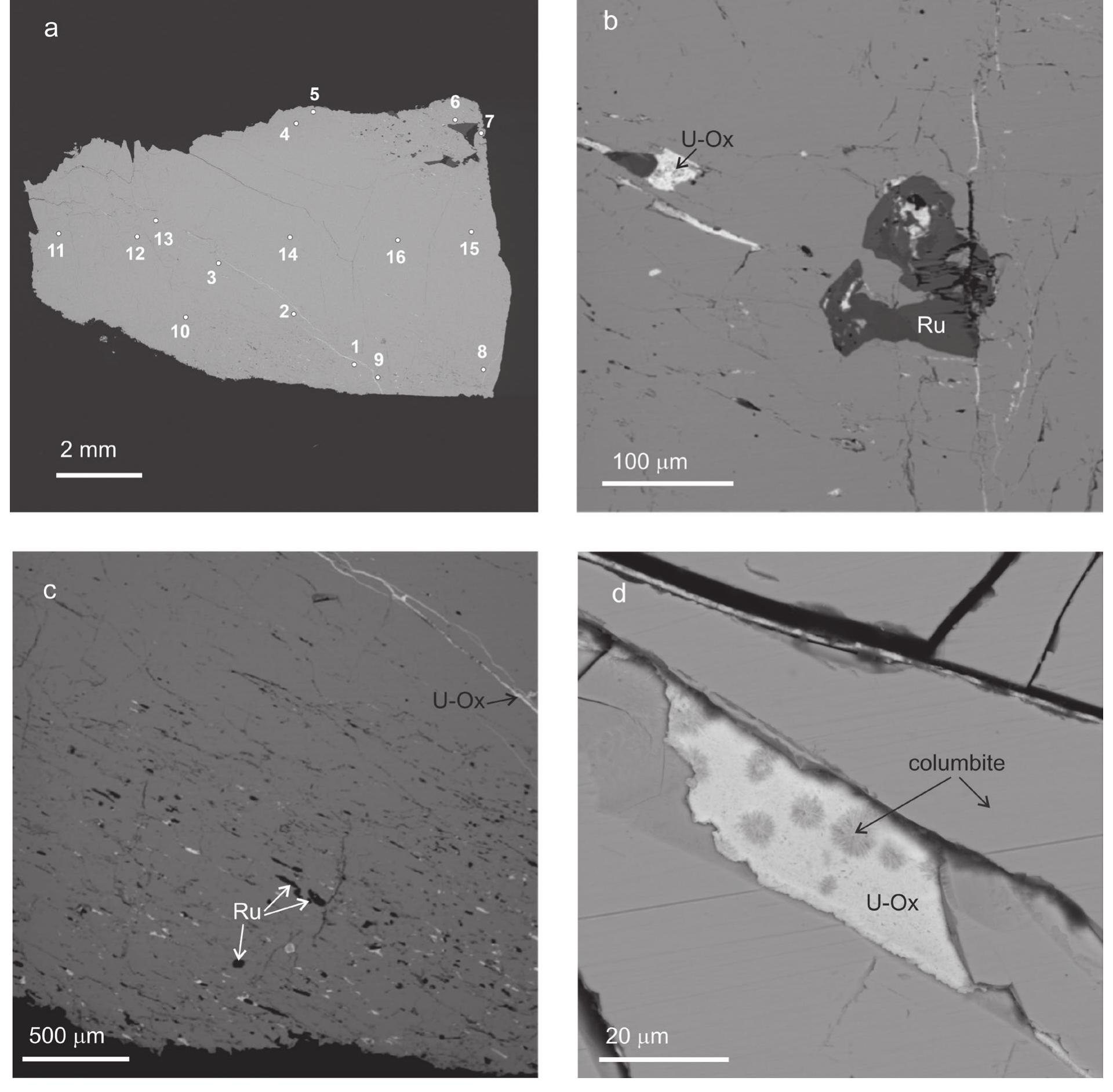 Crystal Fragmentation Backscattered electron images of a fragment of the crystal
