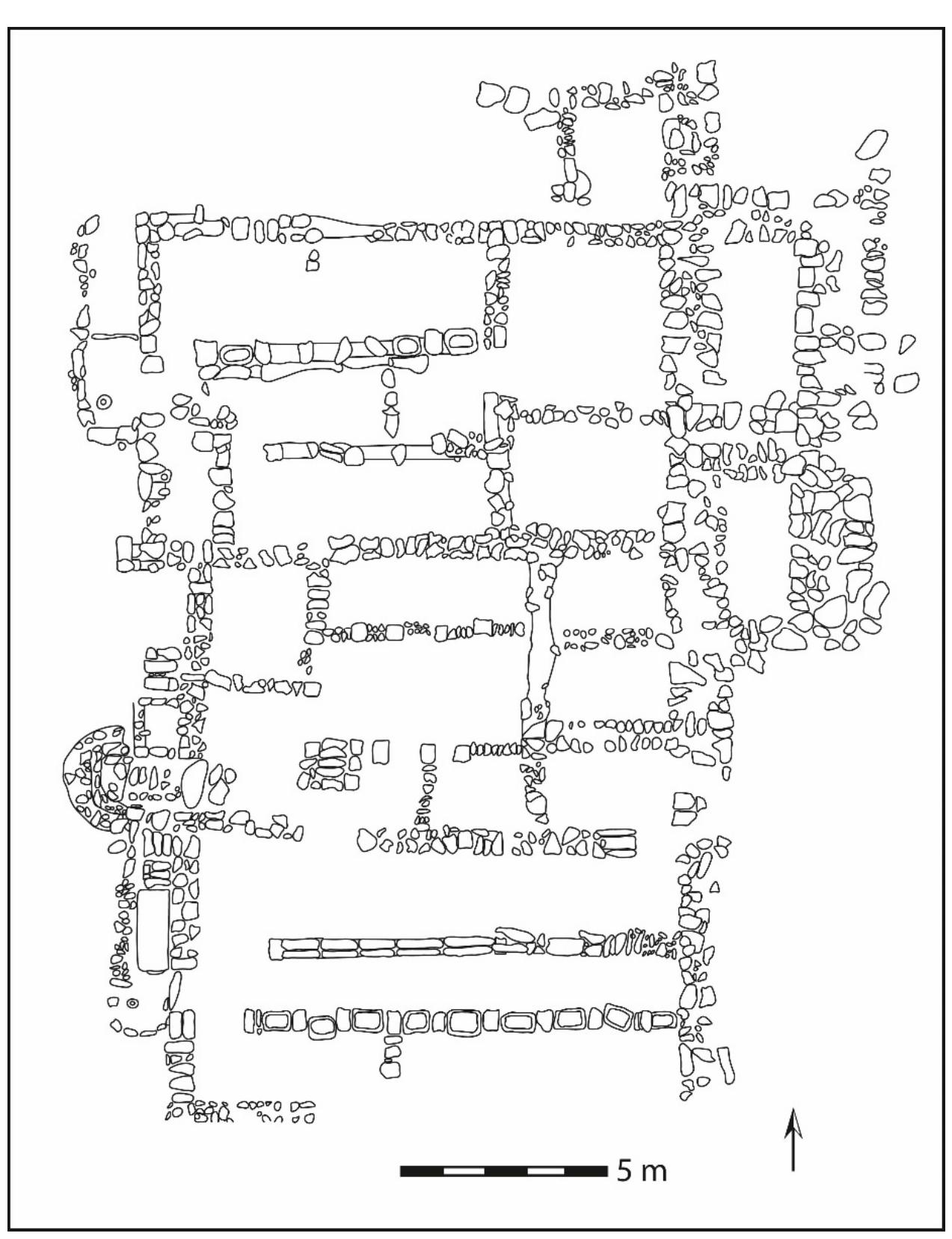 Figure 4. Khirbet al-Mudayna Building 200, B205 and B210 (after Daviau et al. 2012, Fig. 20)  Quite rightly, Daviau has connected the industrial contexts of the altars to the simila stone altars found in the industrial quarter at Tel Miqne-Ekron, amongst large numbers o both olive presses and loom weights (Gitin 1989, 1992). However, the astragali cache als links the Building 200-205-2010 complex to a number of other interesting contexts. 