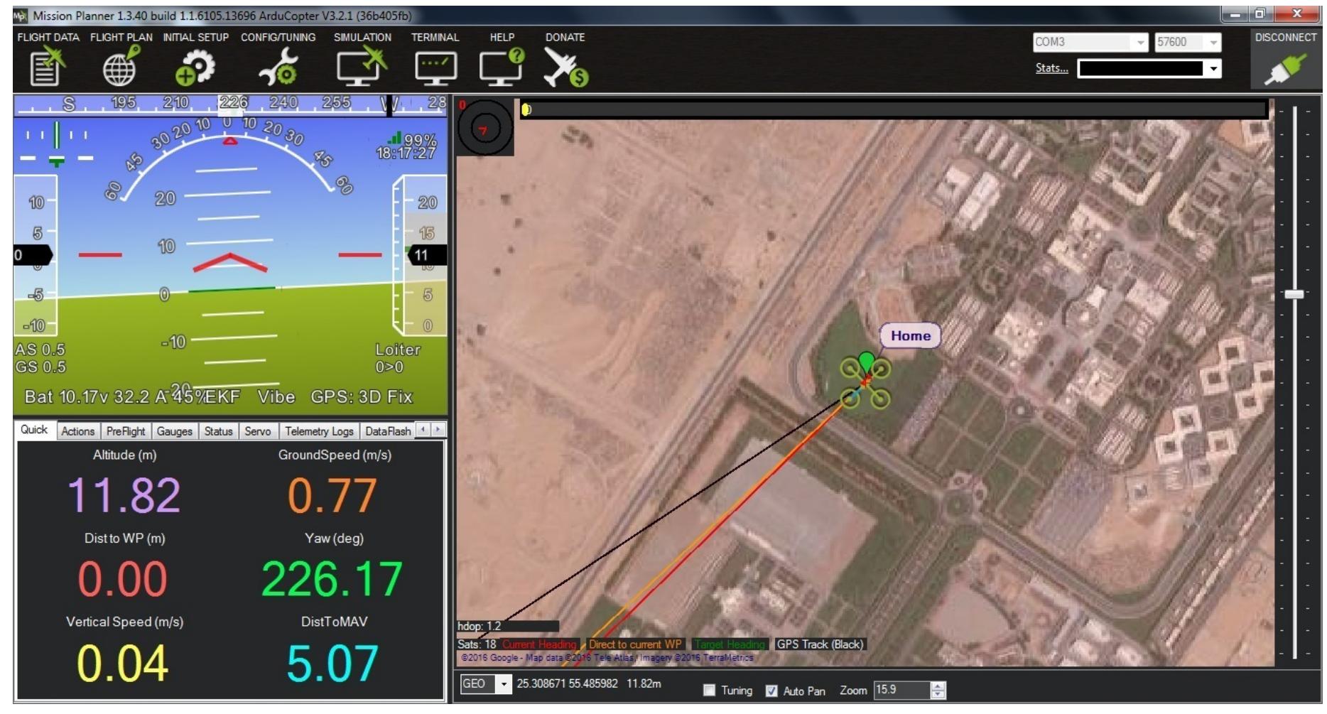 Mission planner screenshot during flight. mission planner