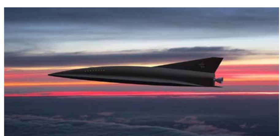 Figure 1: BFR 2017 rocket-propelled intercontinental passenger transport in vertical landing mode from SpaceX video animation [2]  Figure 2: The SpaceLiner rocket-propelled inter- continental passenger transport in final horizontal landing approach 