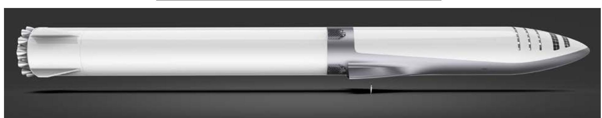 Figure 6: Drawing of BFR launch configuration with passenger stage on the right and booster stage on the left [3]  At the end of 2012 with conclusion of FAST20XX the SpaceLiner 7 reached a consolidated technical status. Another important milestone has been achieved in 2016 