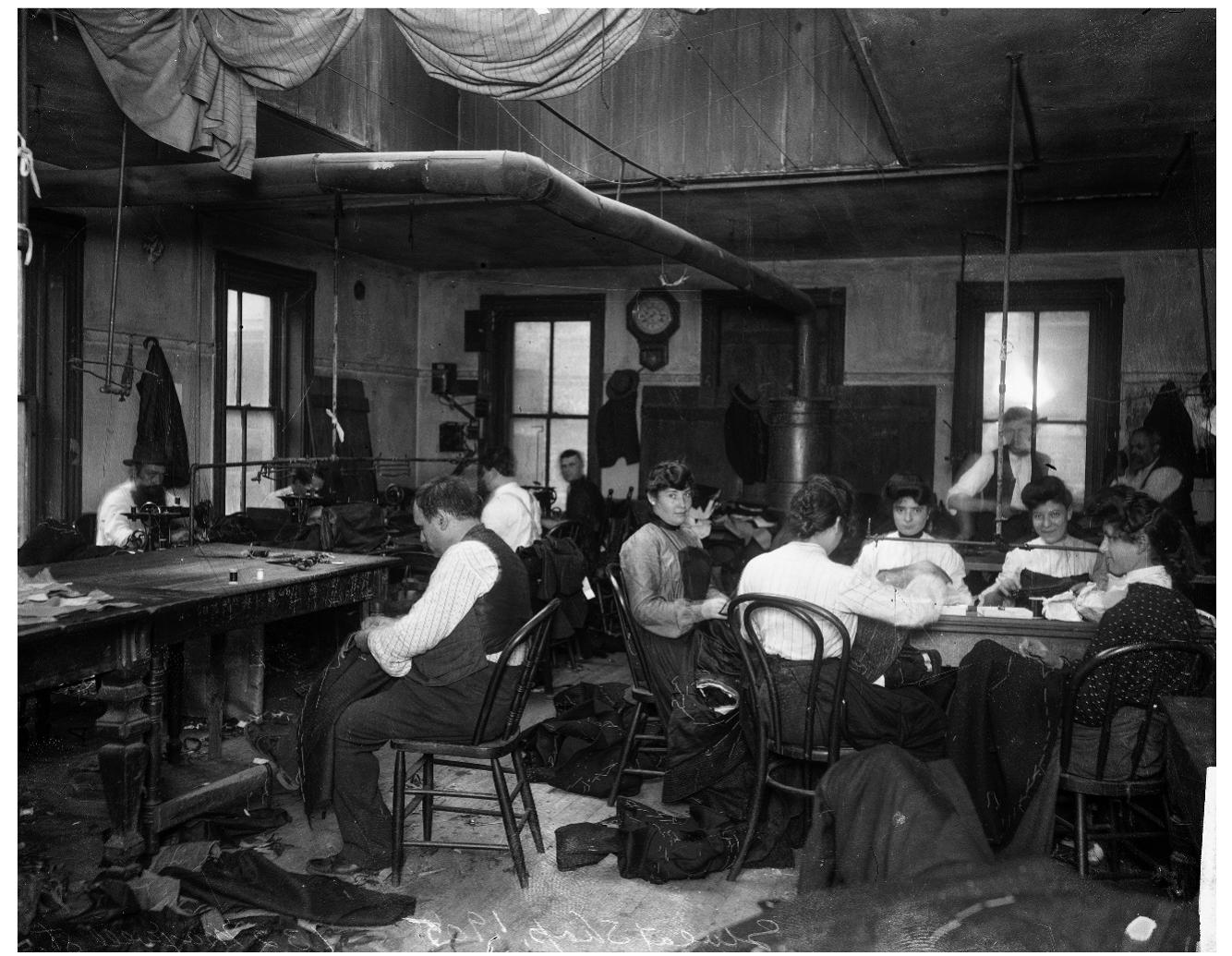 SnOp served as a Model OF peacelul sei-SovernimMent iW Munature.  In keeping with the dominant intellectual trope of the nineteenth century, the Society’s members assumed the evolutionary progress of human society from primitive peoples using hand tools, to organised craft guilds, to con- temporary methods of industrial production. Echoing the rhetoric of William Morris, they agreed that this transformation harmed society as a whole, creating an almost irreconcilable rift between labour and capital, producer and consumer. In the fields of design and manufacturing, skilled crafts and trades were threatened by new methods of mass-production and by the expansion of the so-called sweating system, with its reliance on poorly paid, low-skilled workers, many women and children.’ (Fig. 2) In the field of  