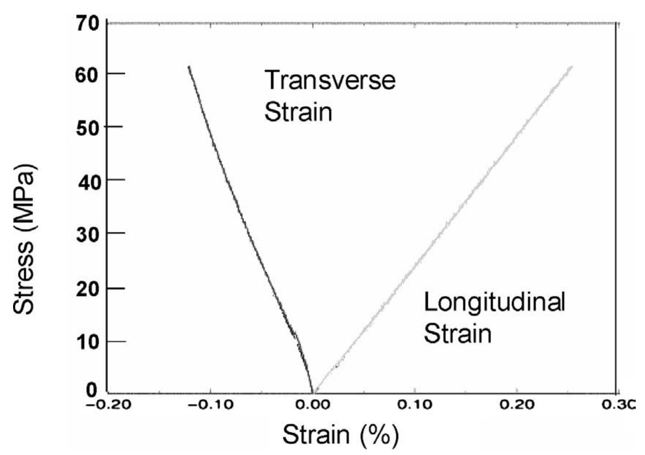 Longitudinal and transverse stress—strain curves for a