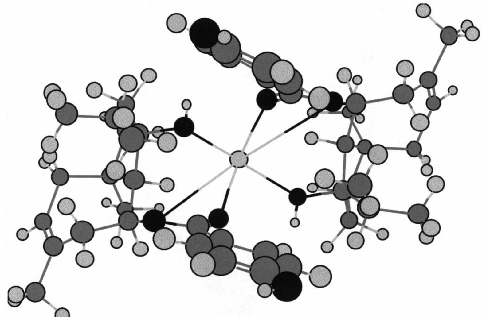 Ball-and-stick tentative model for the complex of ca?+ with