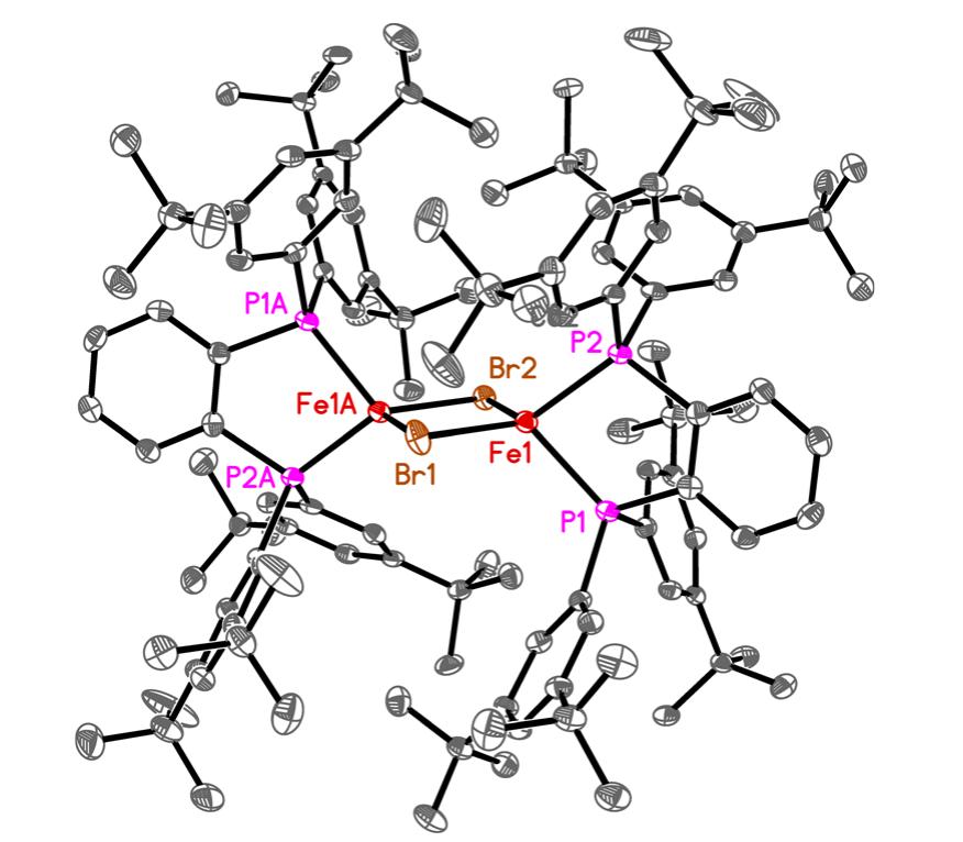 X-ray crystal structure of [febr(sciopp)], shown with