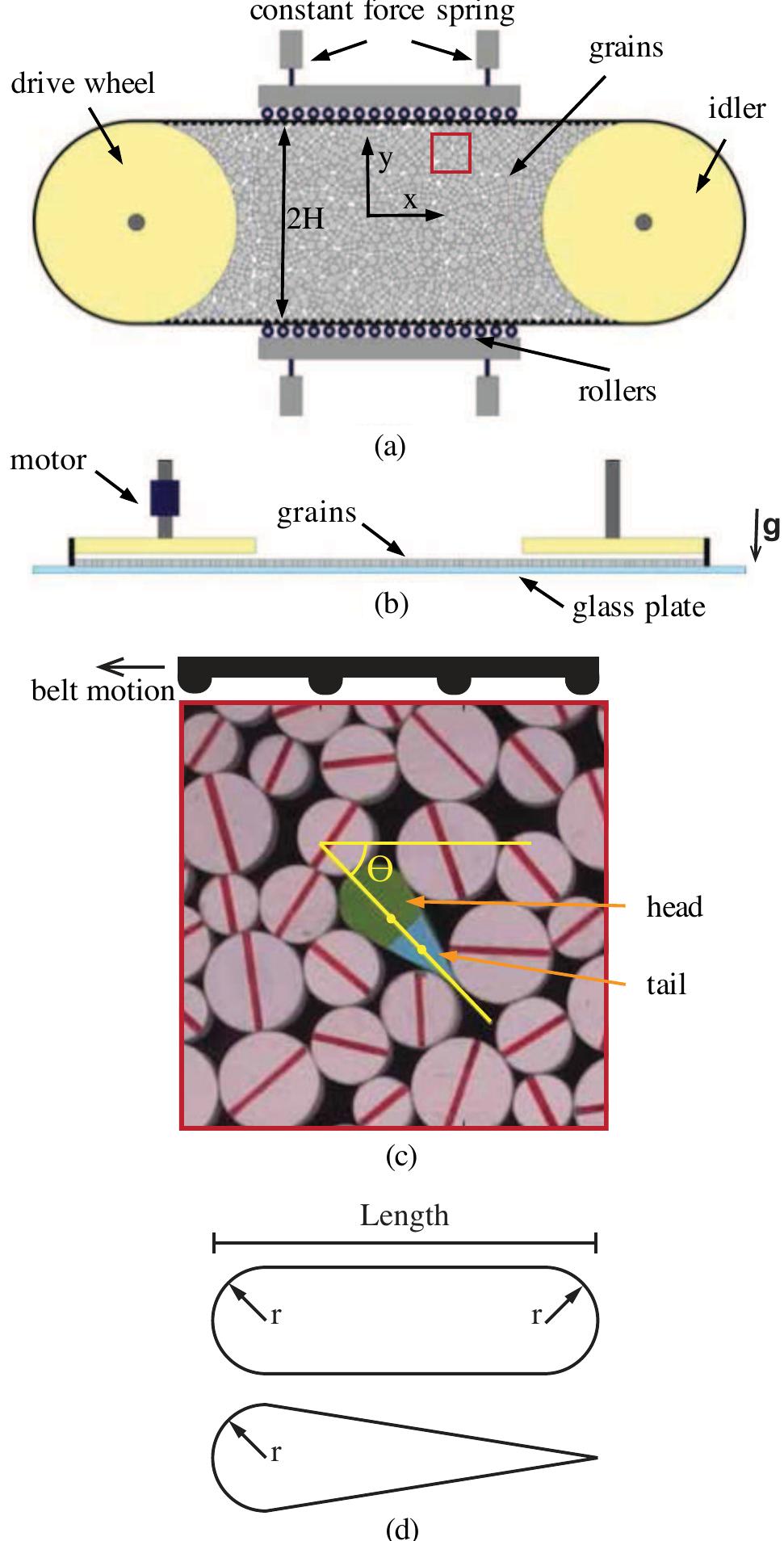 Diagram of the 2d stadium shear device [12]. (a) top view of