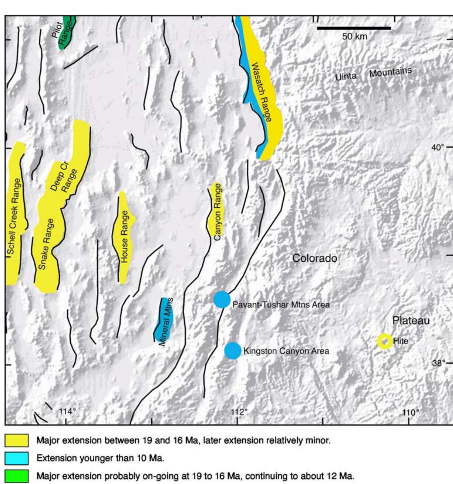 Map of eastern great basin and colorado plateau provinces