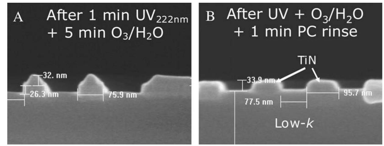 Sem cross-section pictures of sd structures after etching of