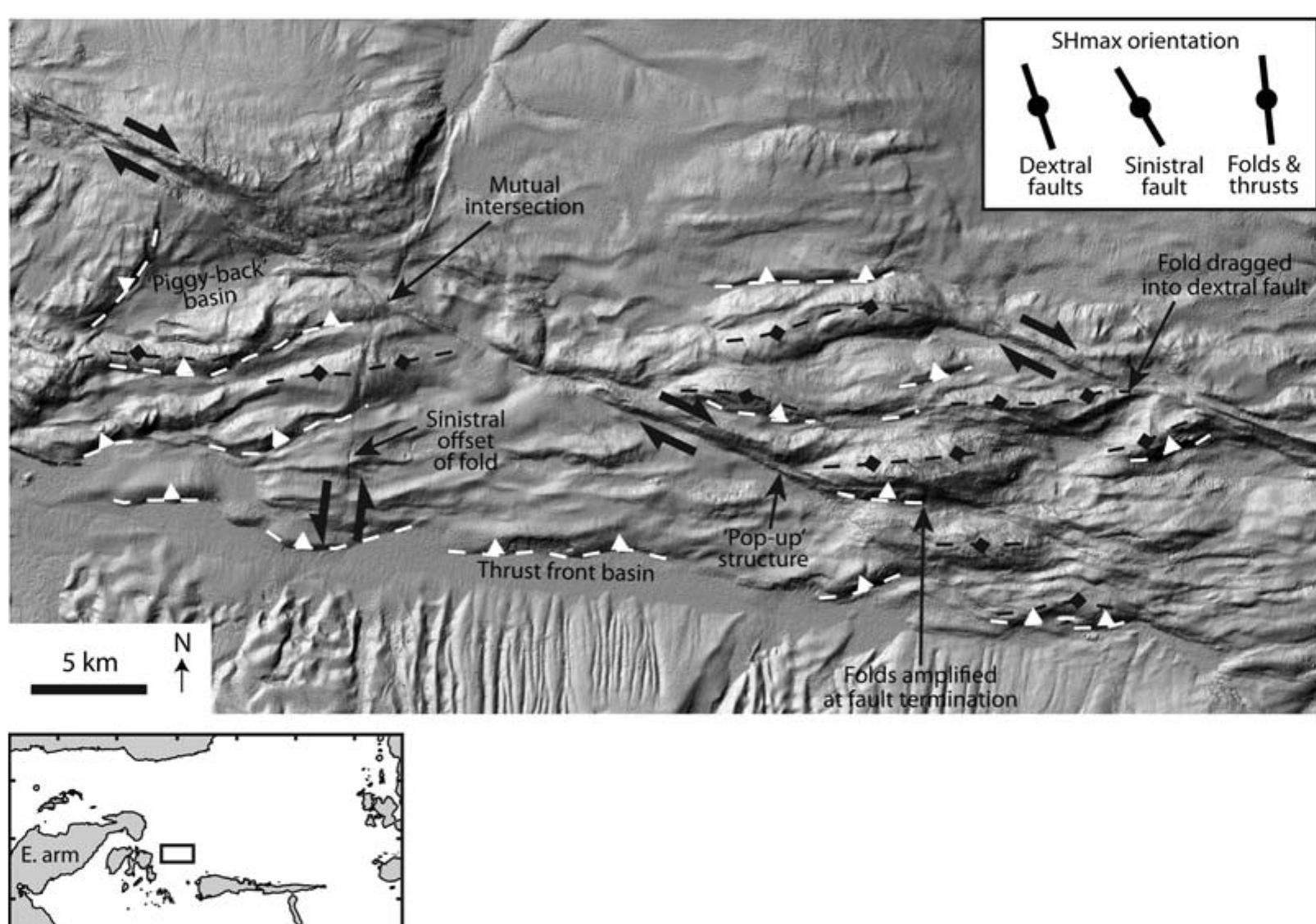 Hinge Point Faults Multibeam image showing features of strike-slip faults in