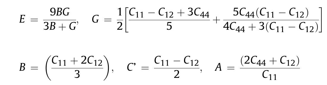 Where e is the young’s modulus, g shear modulus, b bulk