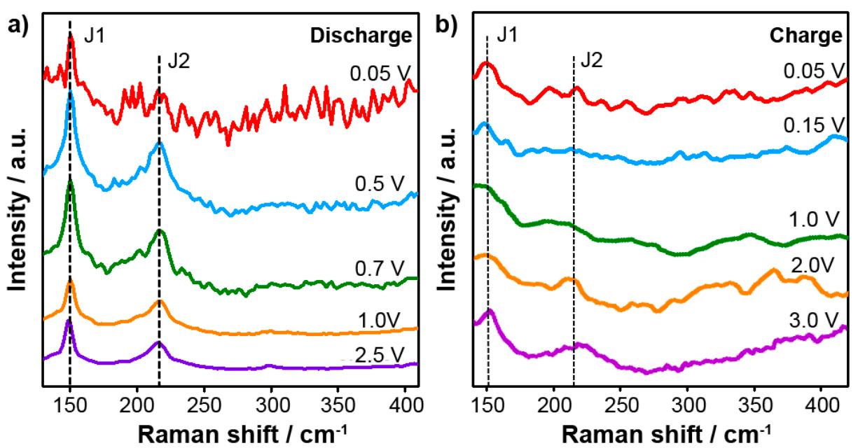 In situ raman spectra of the 1t-mos) electrode at different