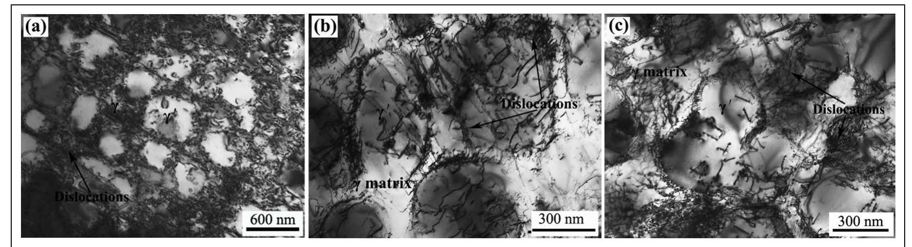 Bright-field tem micrographs of the tensile specimens tested