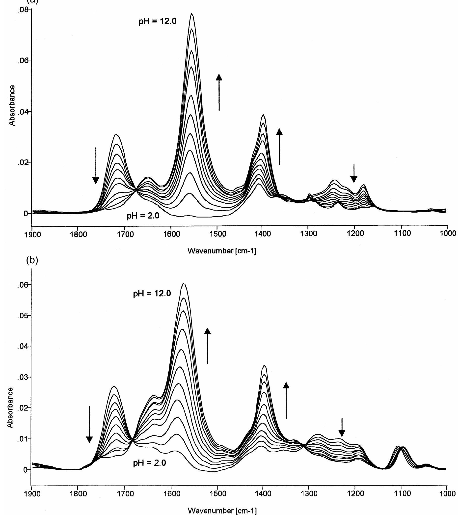 Ftir spectra collected during the titration of 50 mm