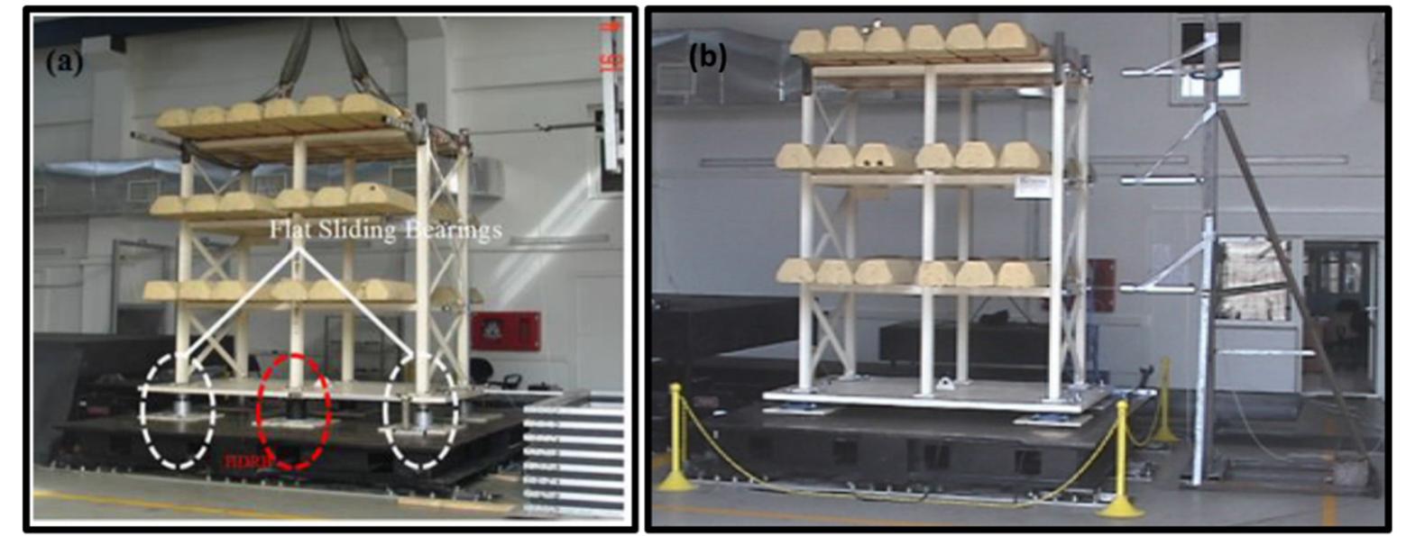 (a) shake table test of a hybrid passive control system
