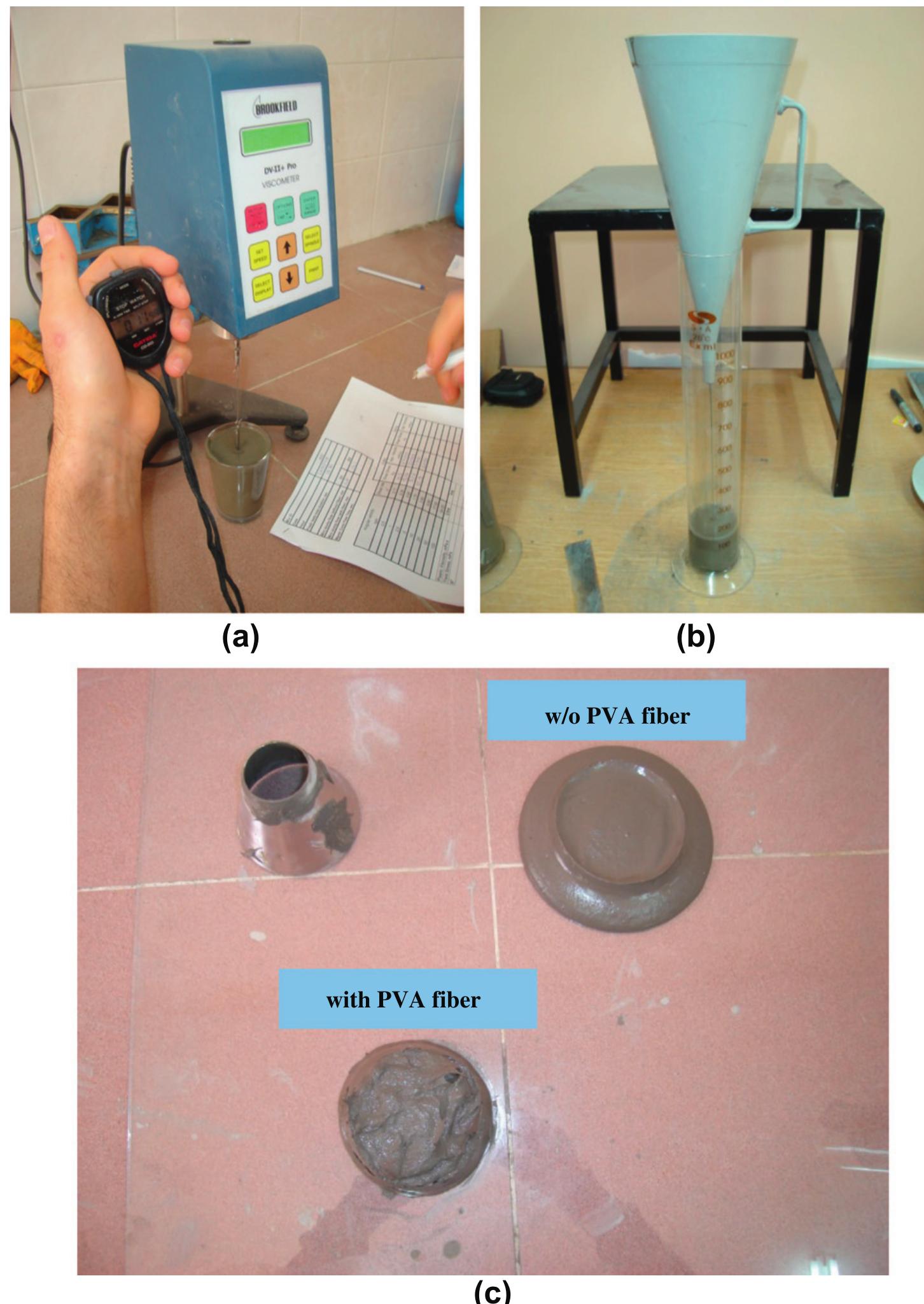 Workability and rheology tests for ecc matrix; (a)