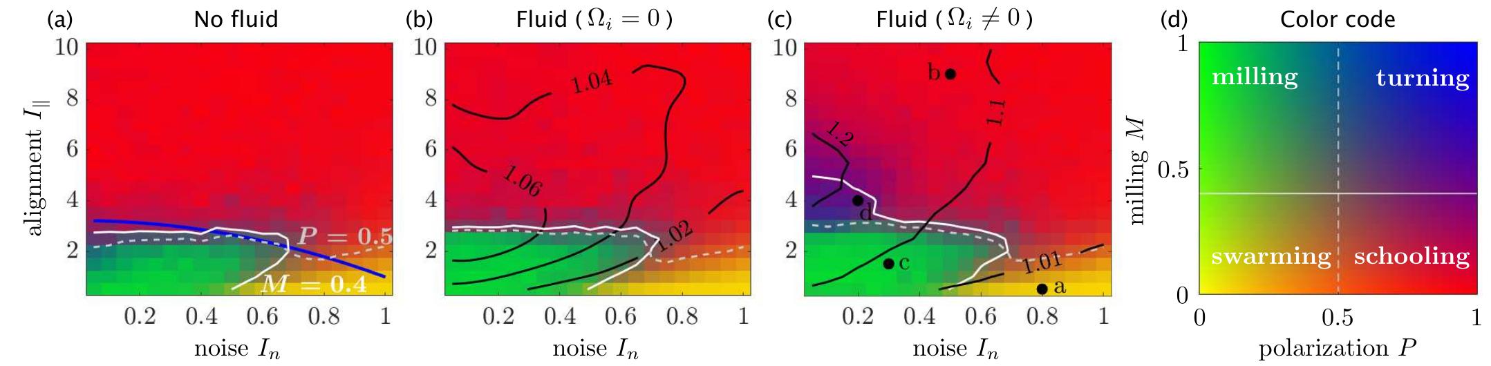 Phase diagram using the value of the polarization p and the
