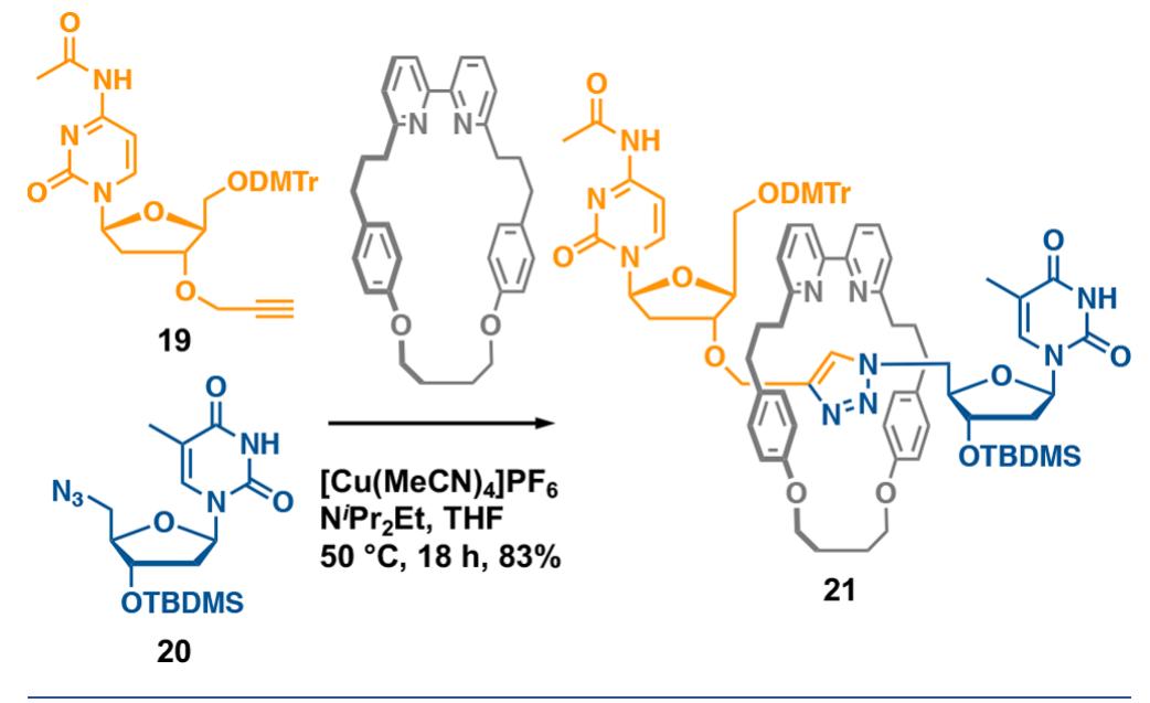 Synthesis of an interlocked dinucleotide from an alkyne
